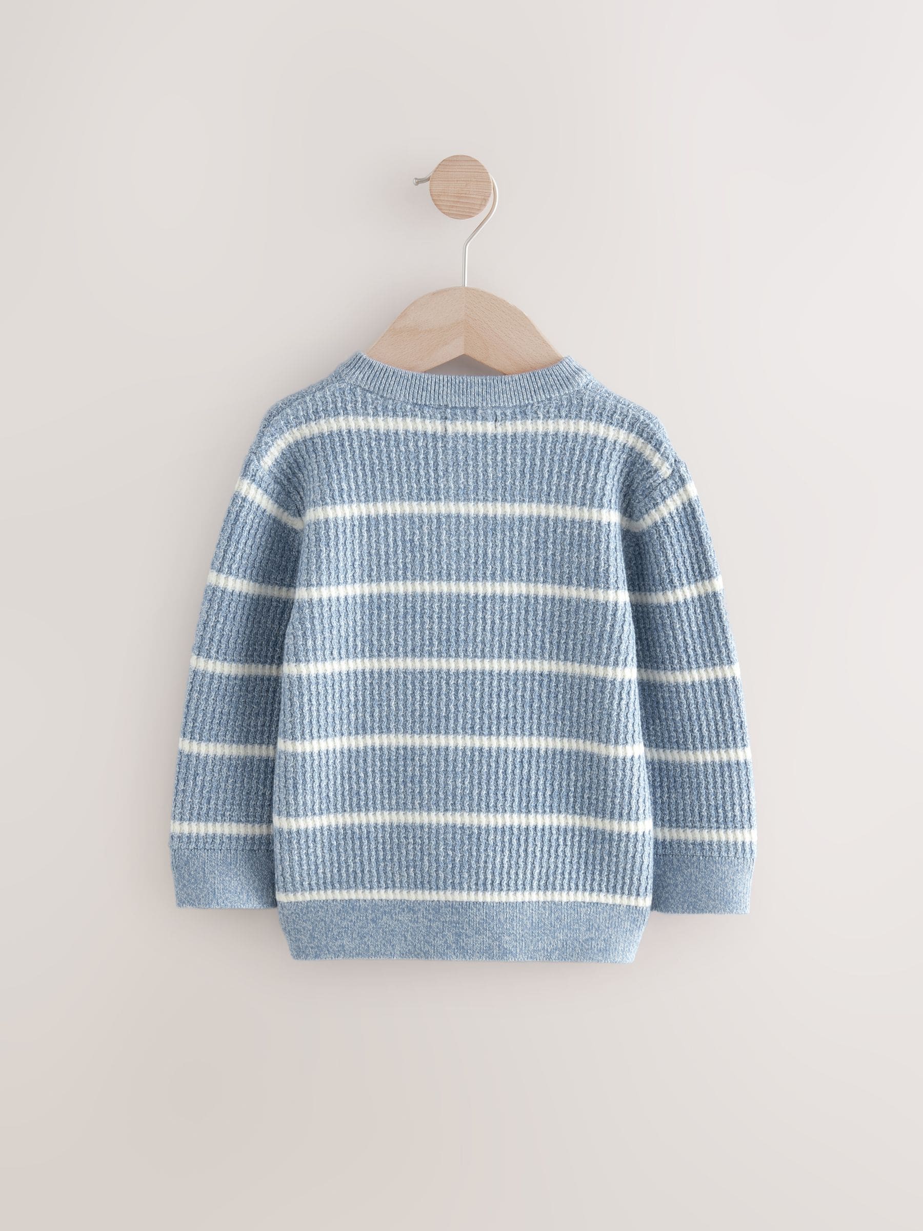 Blue Stripe Knitted Henley Jumper (3mths-7yrs)