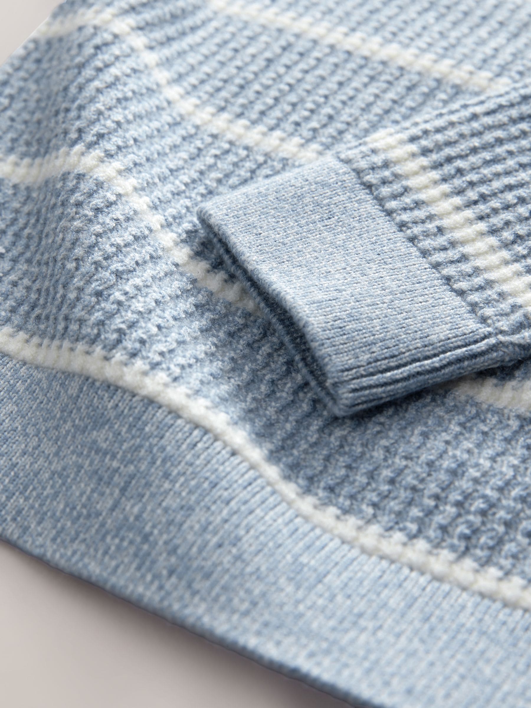 Blue Stripe Knitted Henley Jumper (3mths-7yrs)