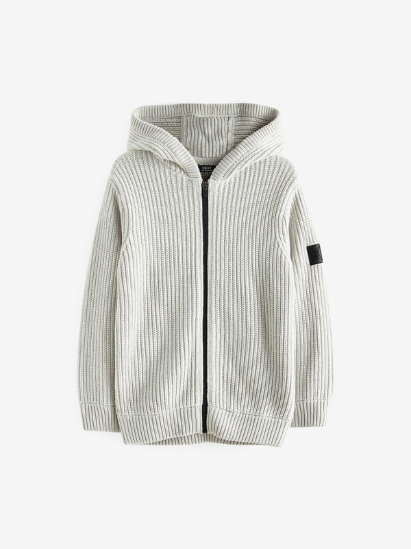 Grey Knitted Zip Through Hoodie (3-16yrs)