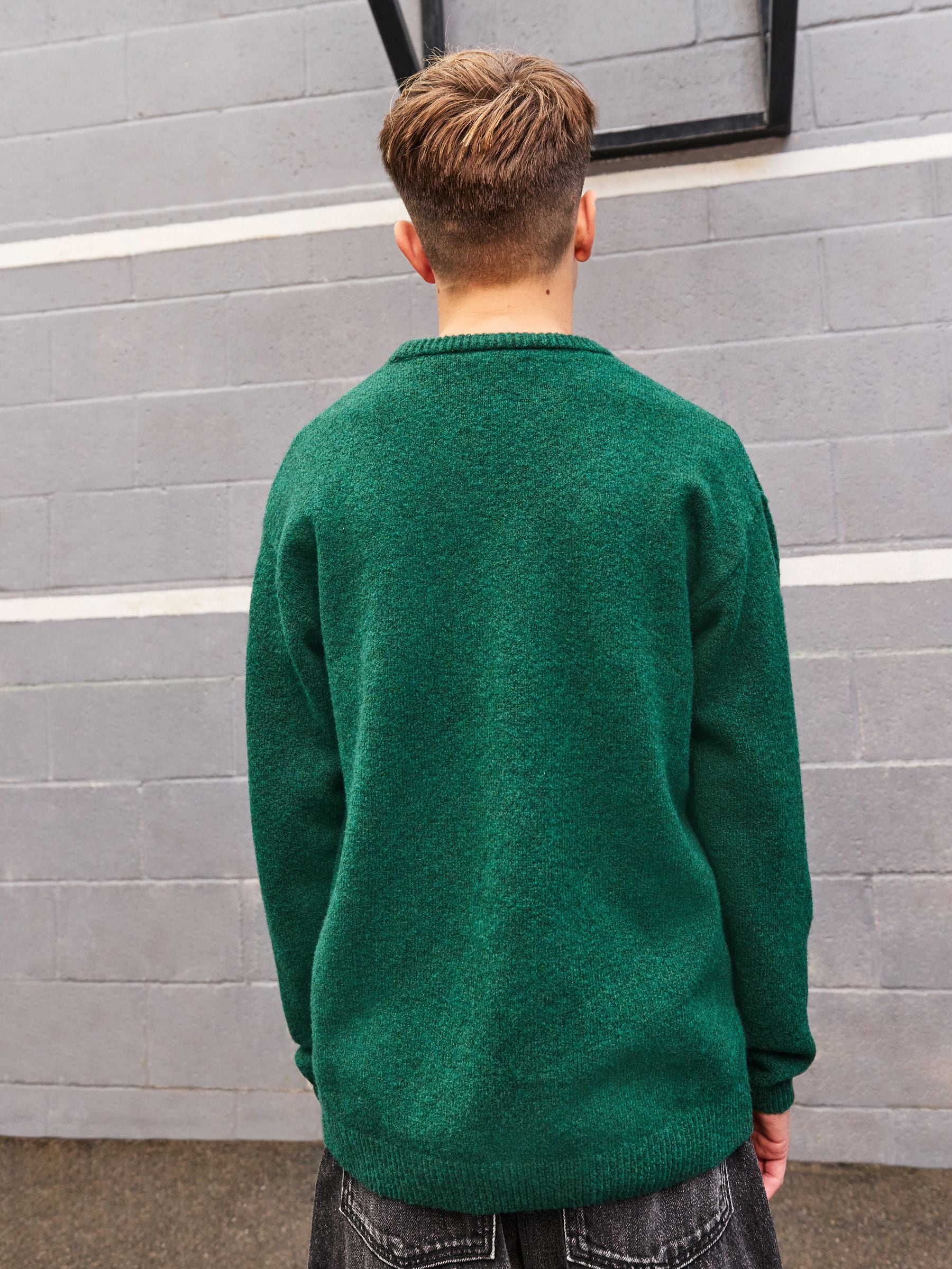 Green Knitted Crew Neck Jumper (3-16yrs)