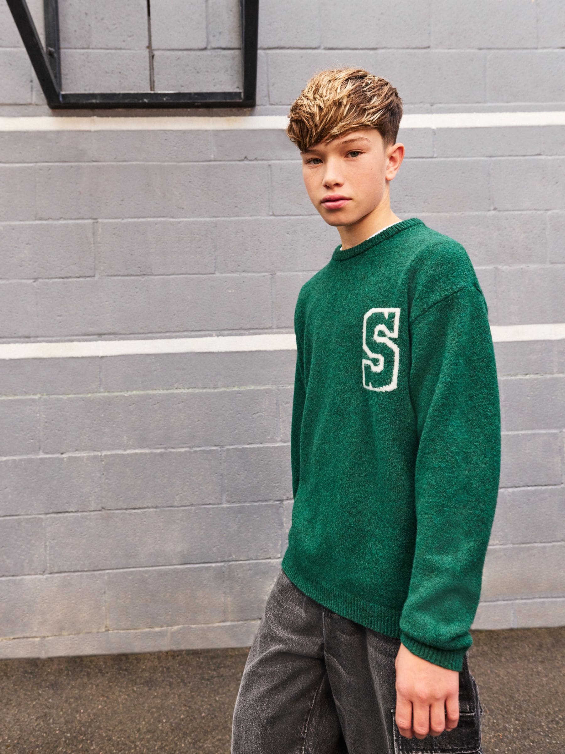 Green Knitted Crew Neck Jumper (3-16yrs)