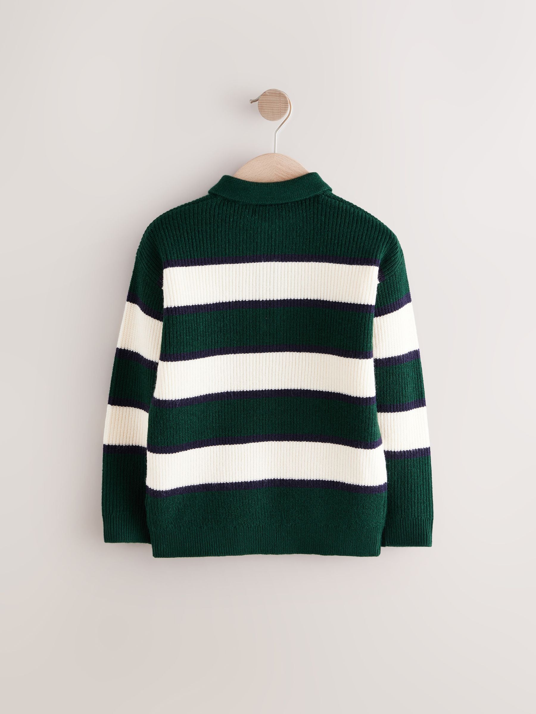 Green/Ecru Stripe Knitted Rugby Shirt (3-16yrs)