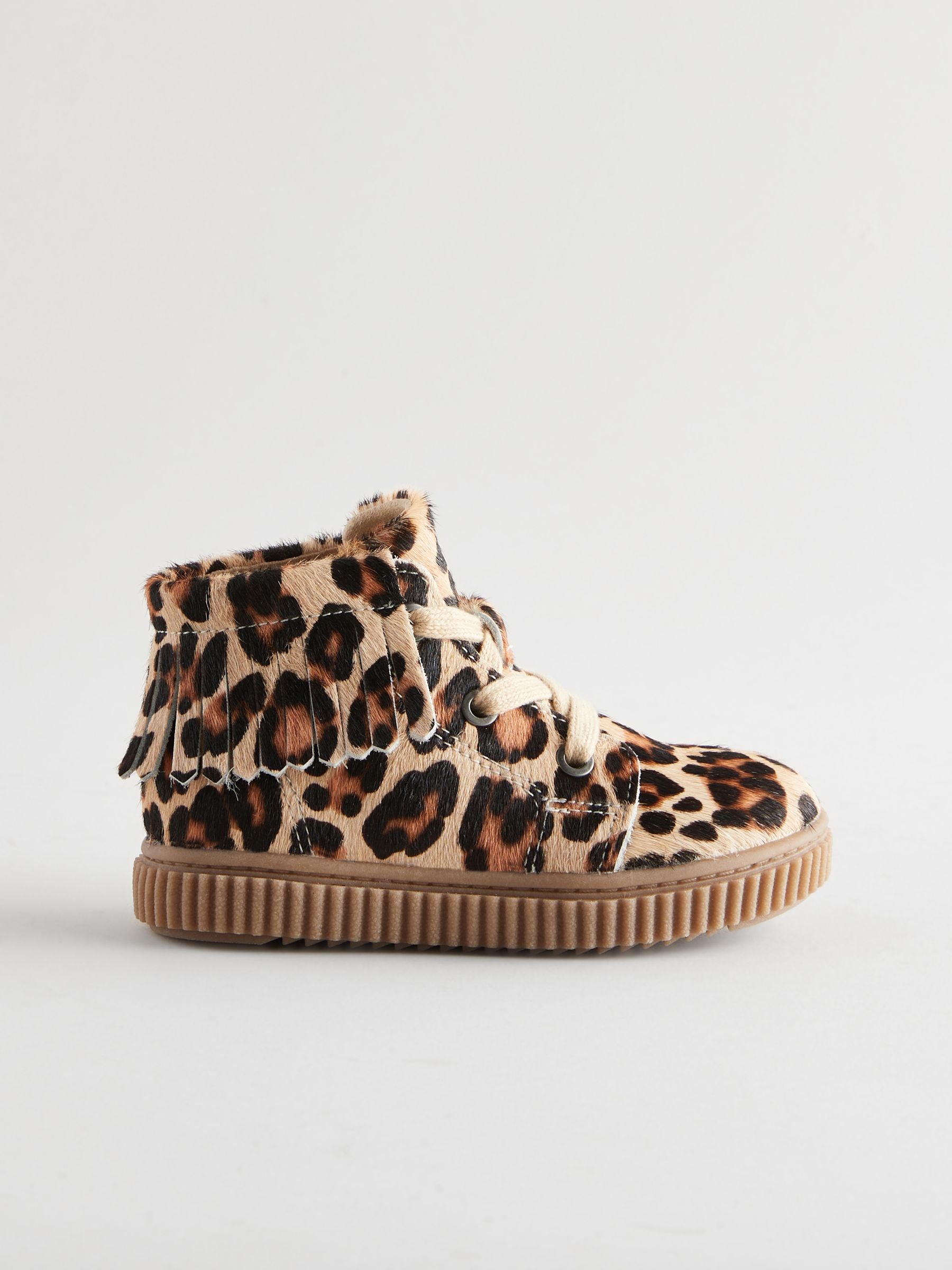 Animal Print Cupsole Lace-Up Boots