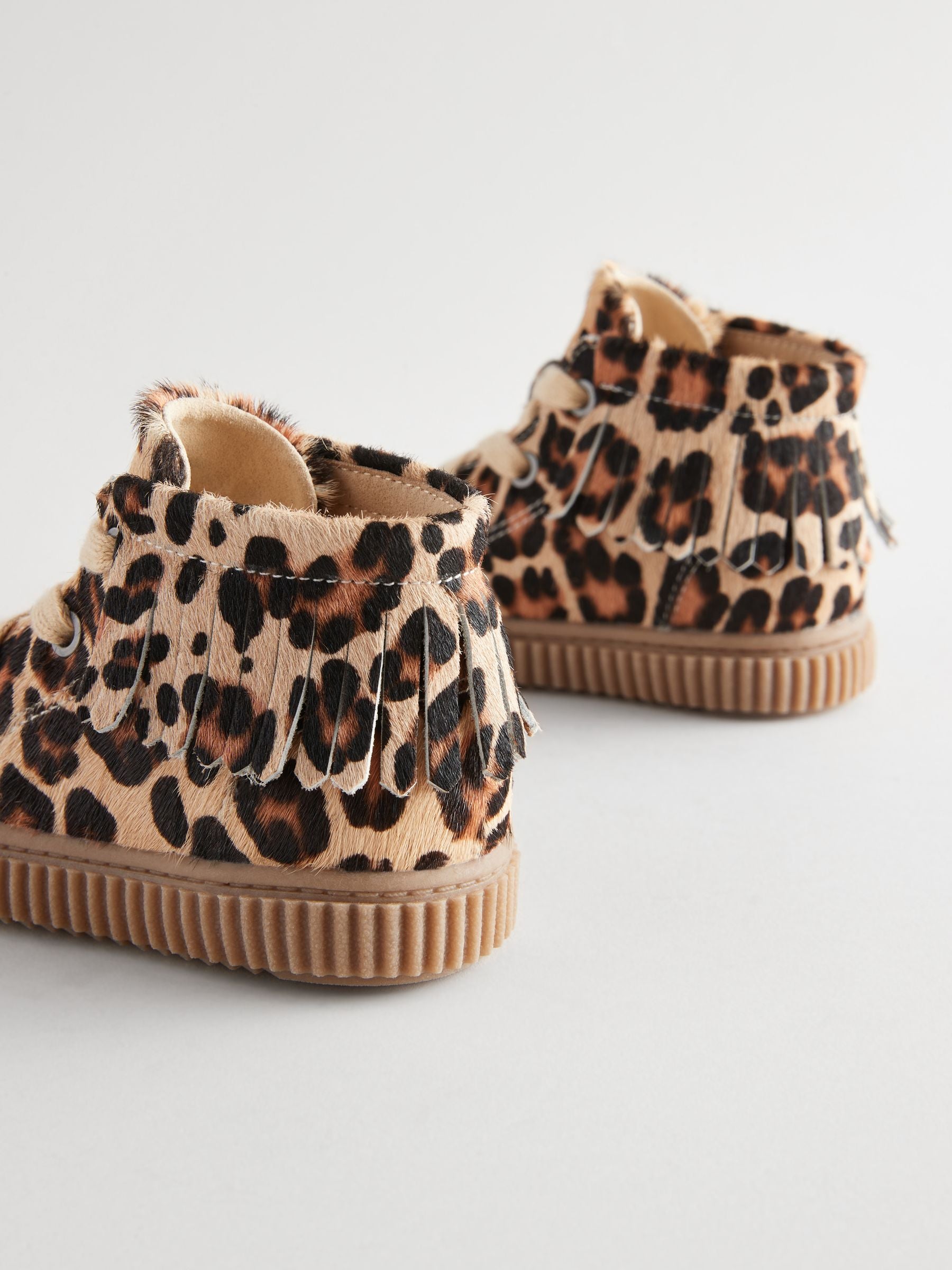 Animal Print Cupsole Lace-Up Boots