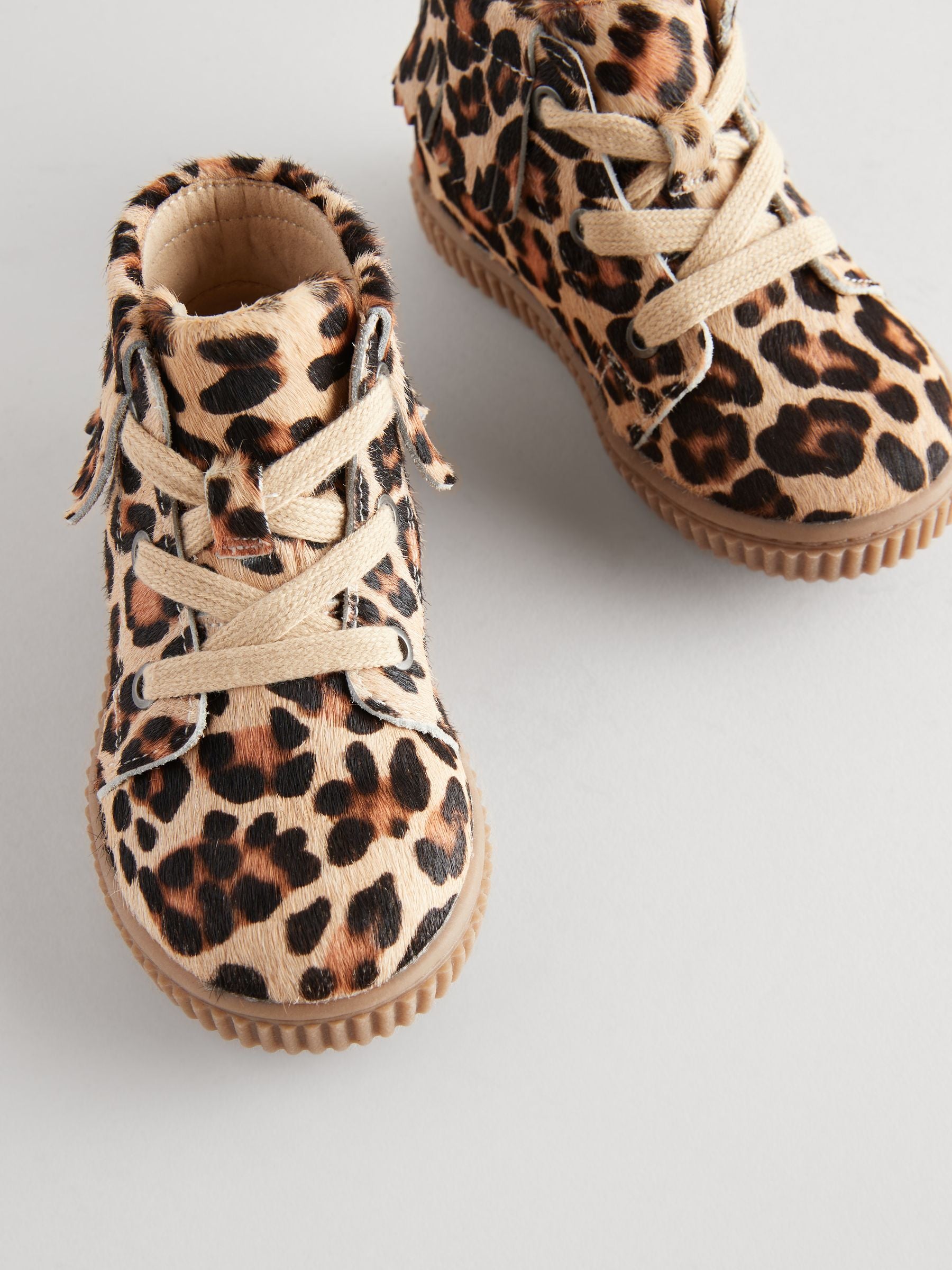 Animal Print Cupsole Lace-Up Boots