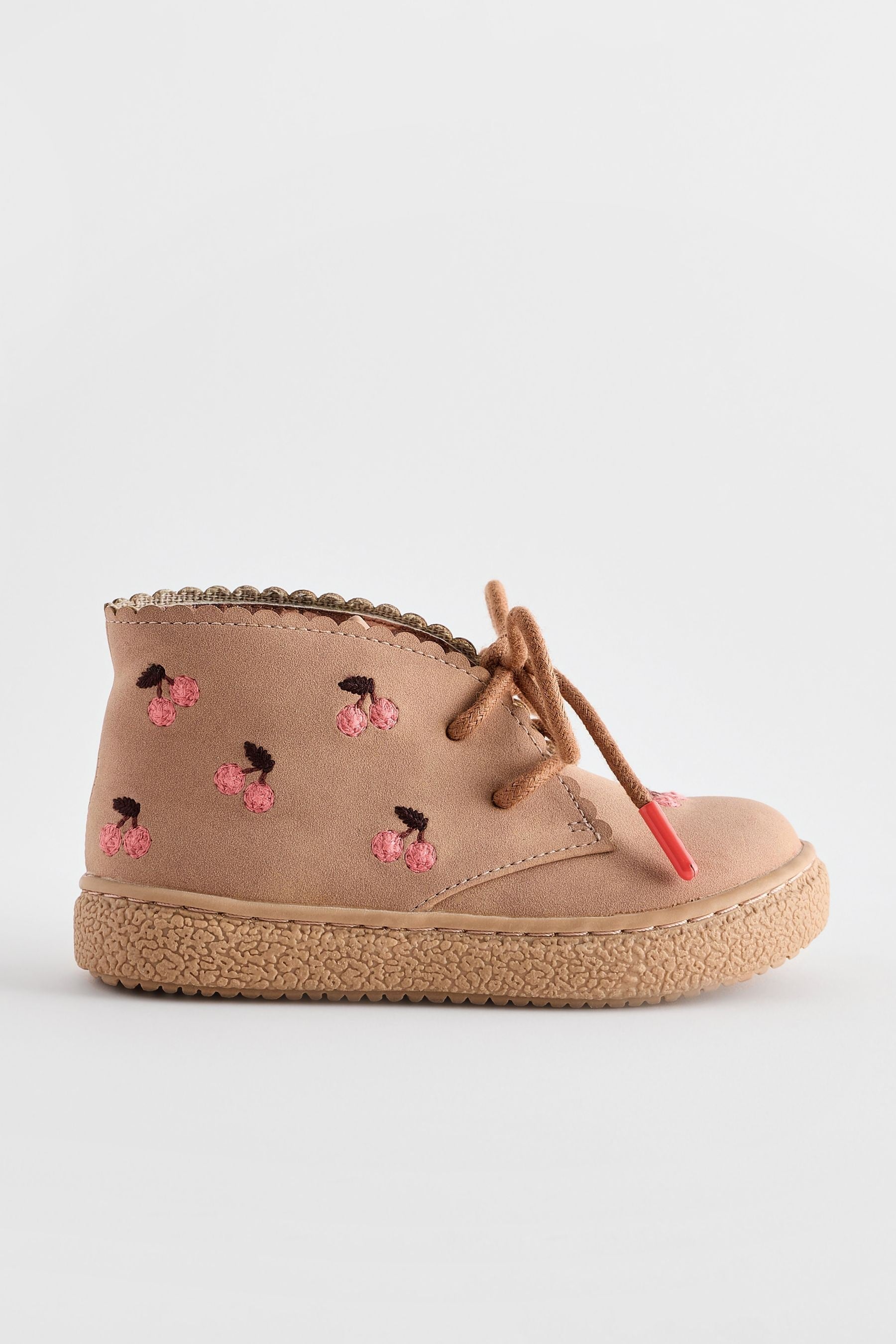 Tan Brown Embroidered Cupsole Boots