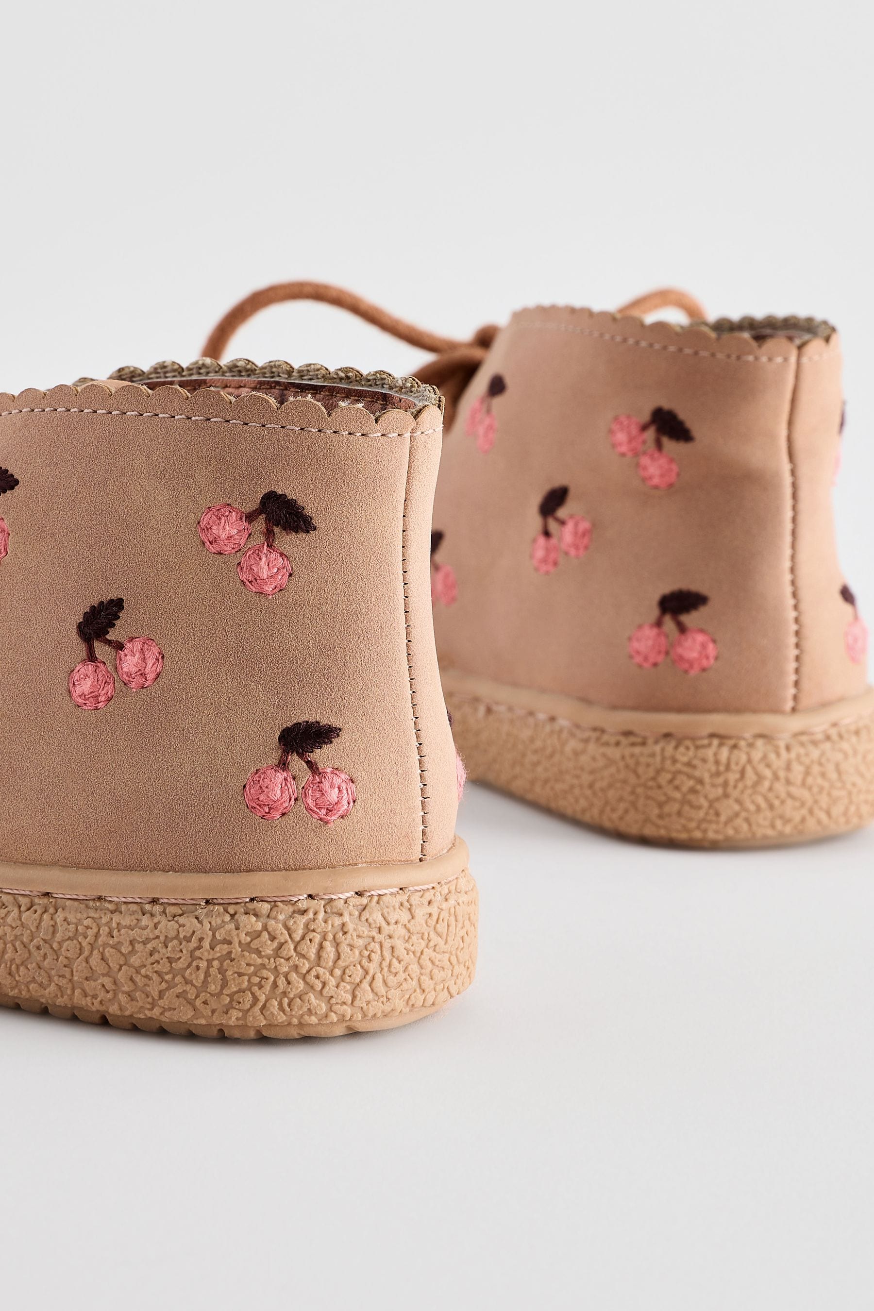 Tan Brown Embroidered Cupsole Boots