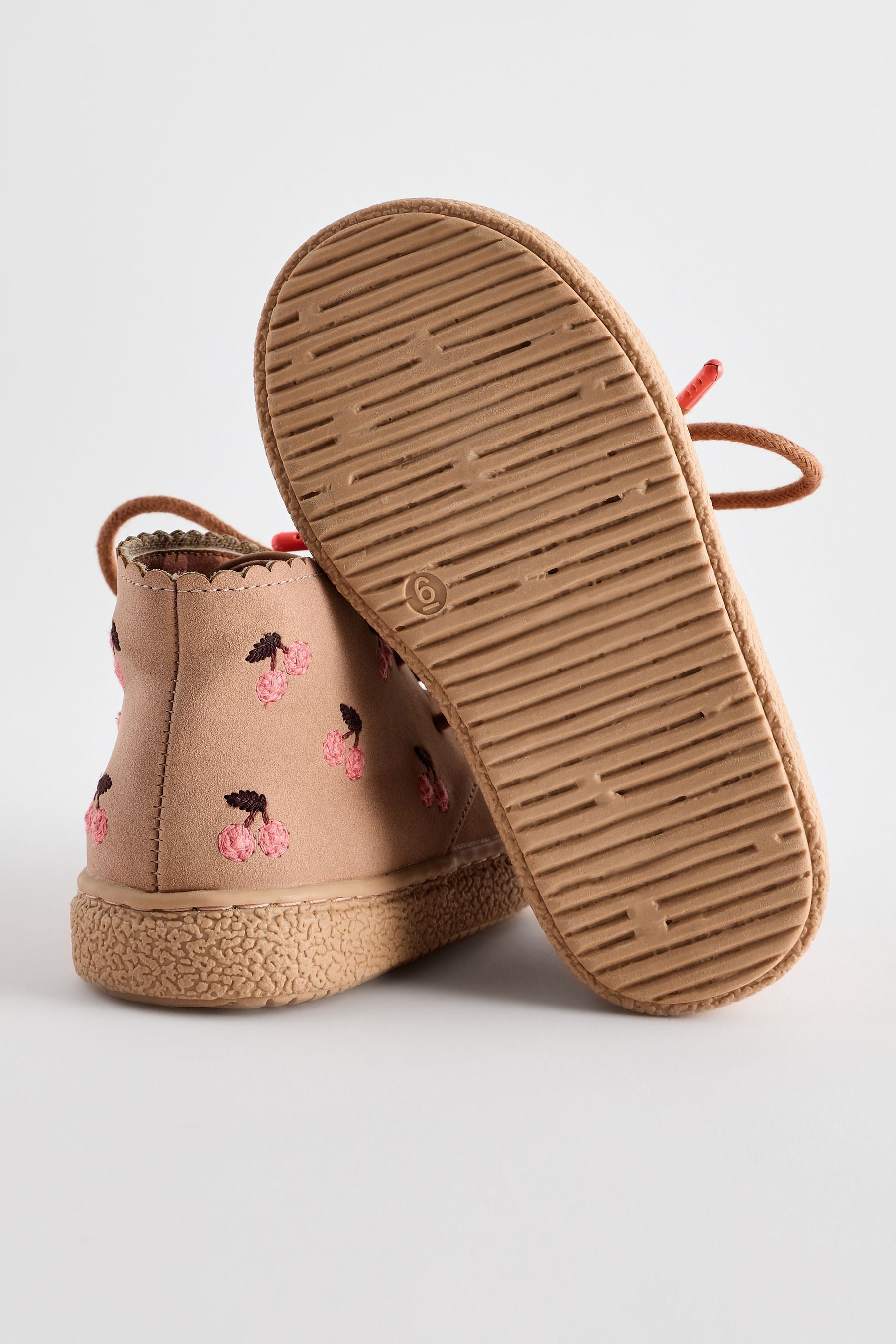 Tan Brown Embroidered Cupsole Boots