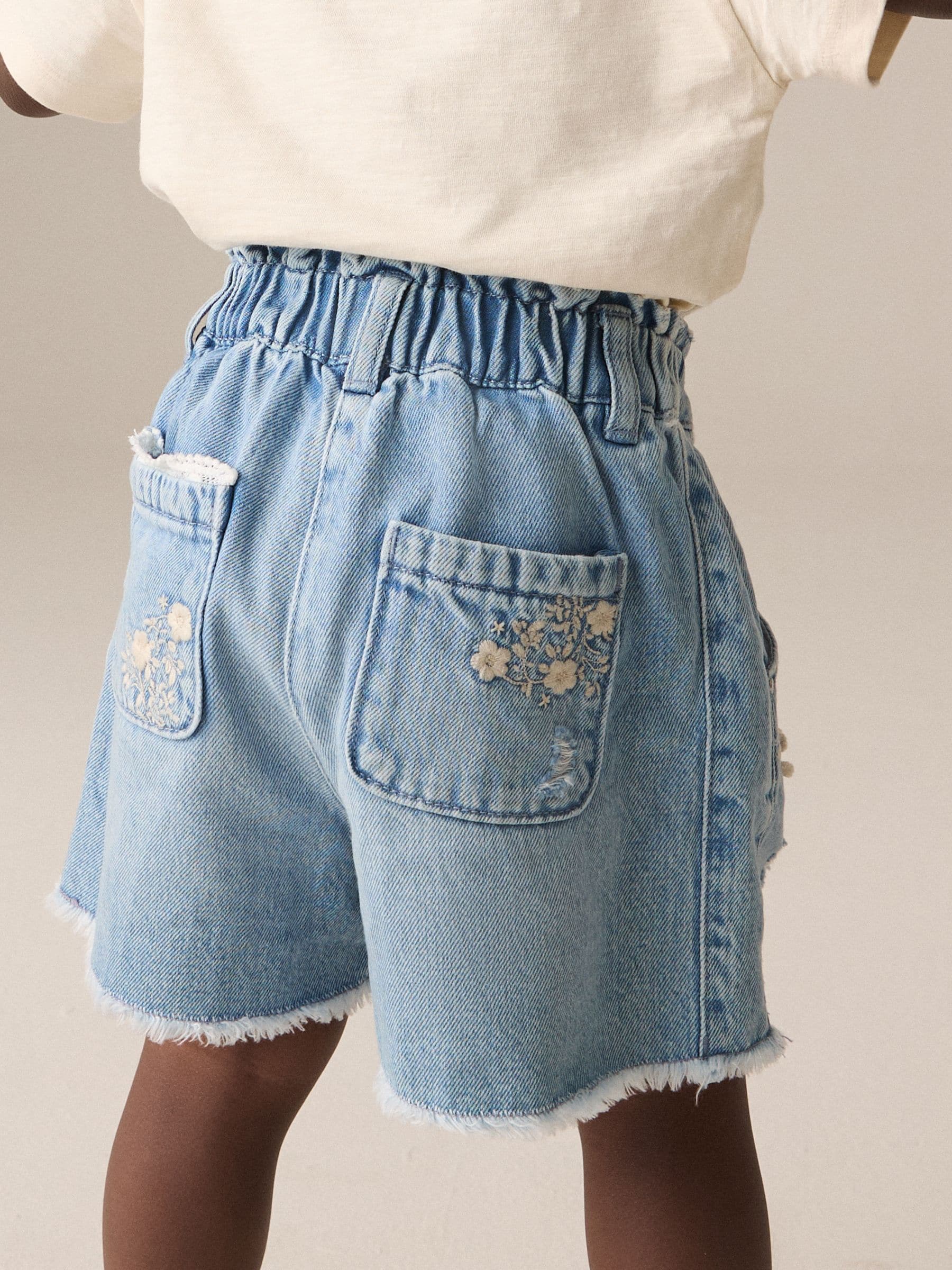 Denim 100% Cotton Floral Print Shorts (3mths-7yrs)