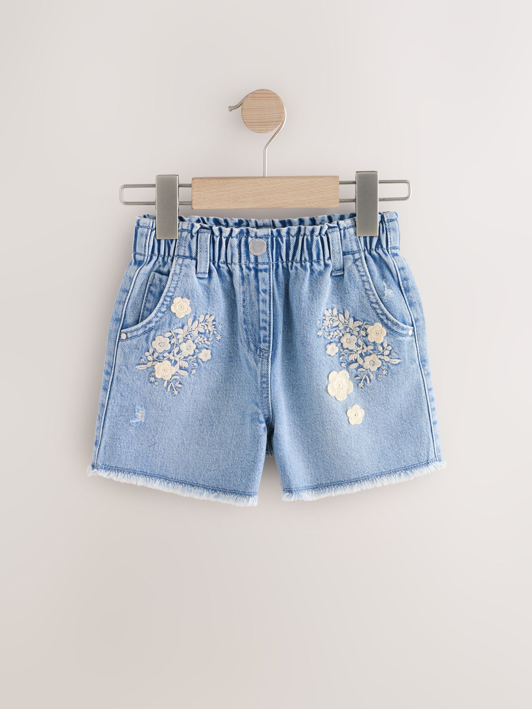 Denim 100% Cotton Floral Print Shorts (3mths-7yrs)