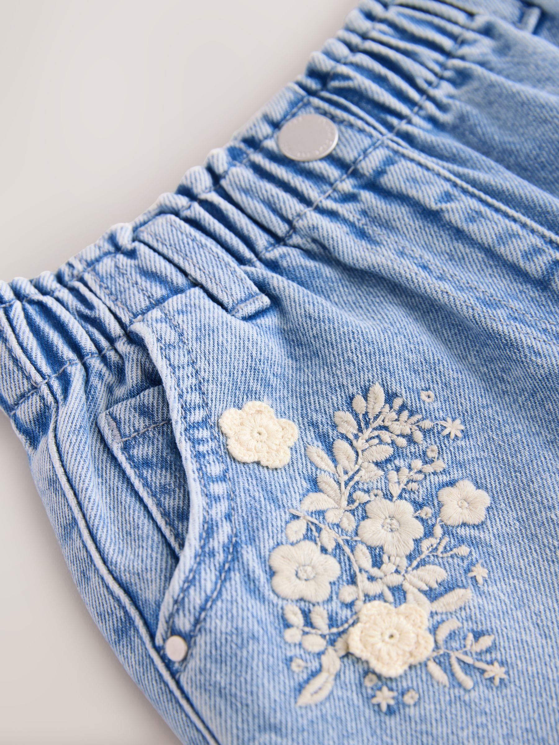 Denim 100% Cotton Floral Print Shorts (3mths-7yrs)