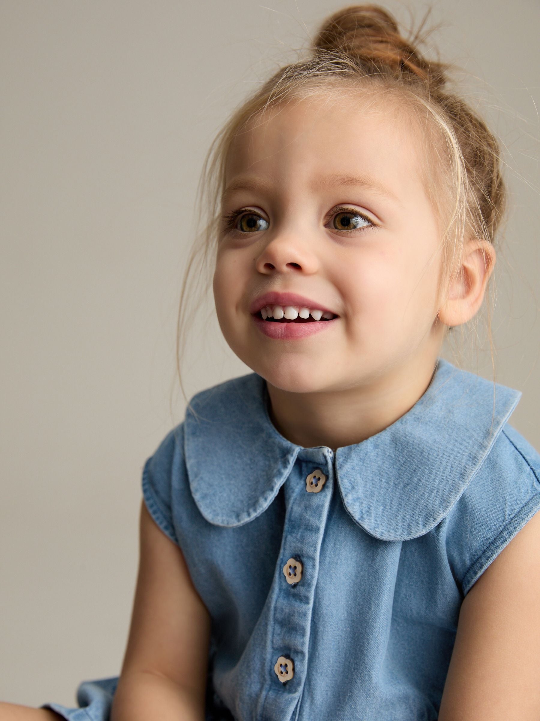 Denim Shirt Collar 100% Cotton Playsuit (3mths-7yrs)