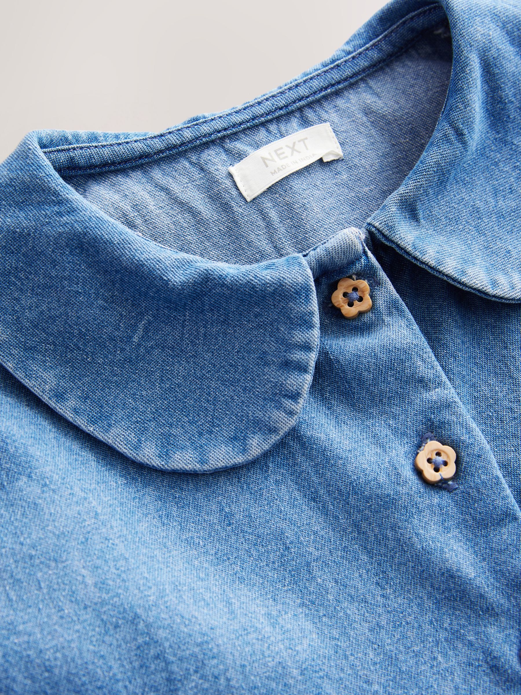 Denim Shirt Collar 100% Cotton Playsuit (3mths-7yrs)