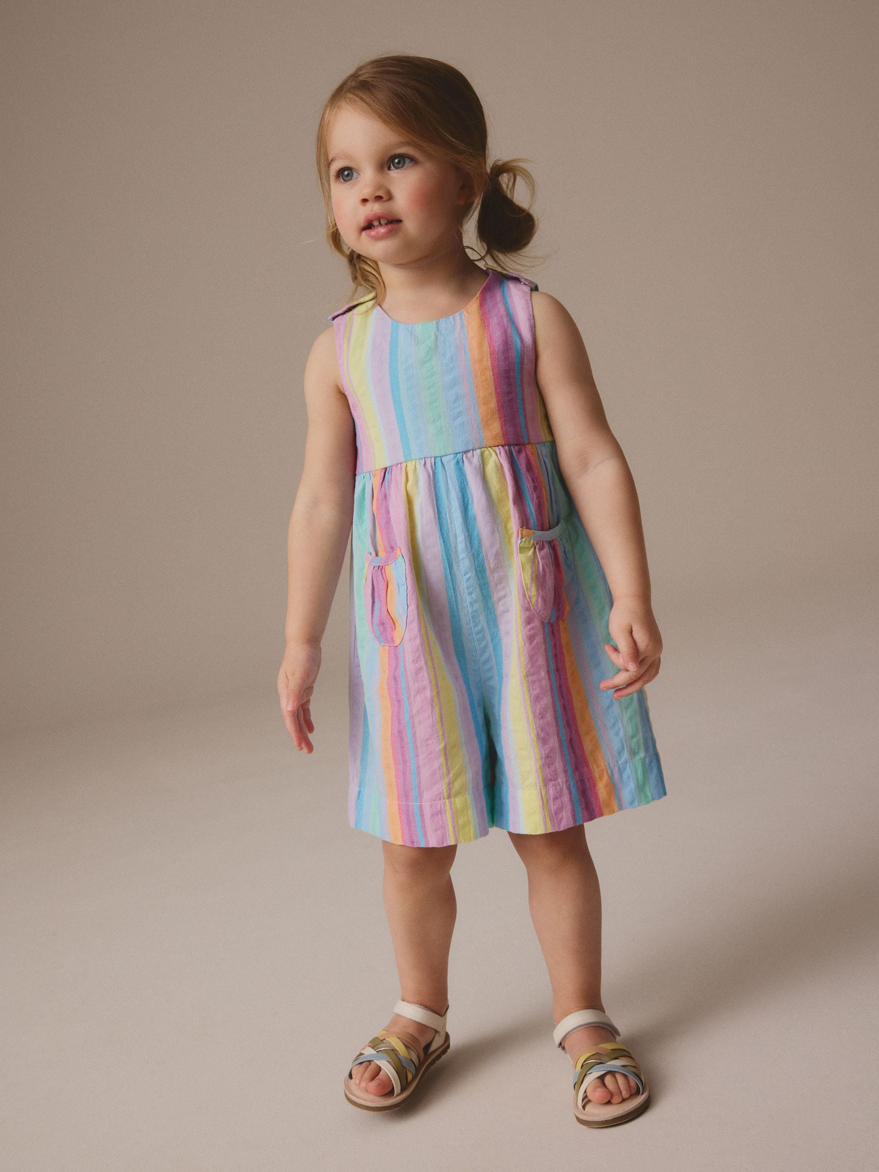 Rainbow 100% Cotton Sleeveless Playsuit (3mths-7yrs)