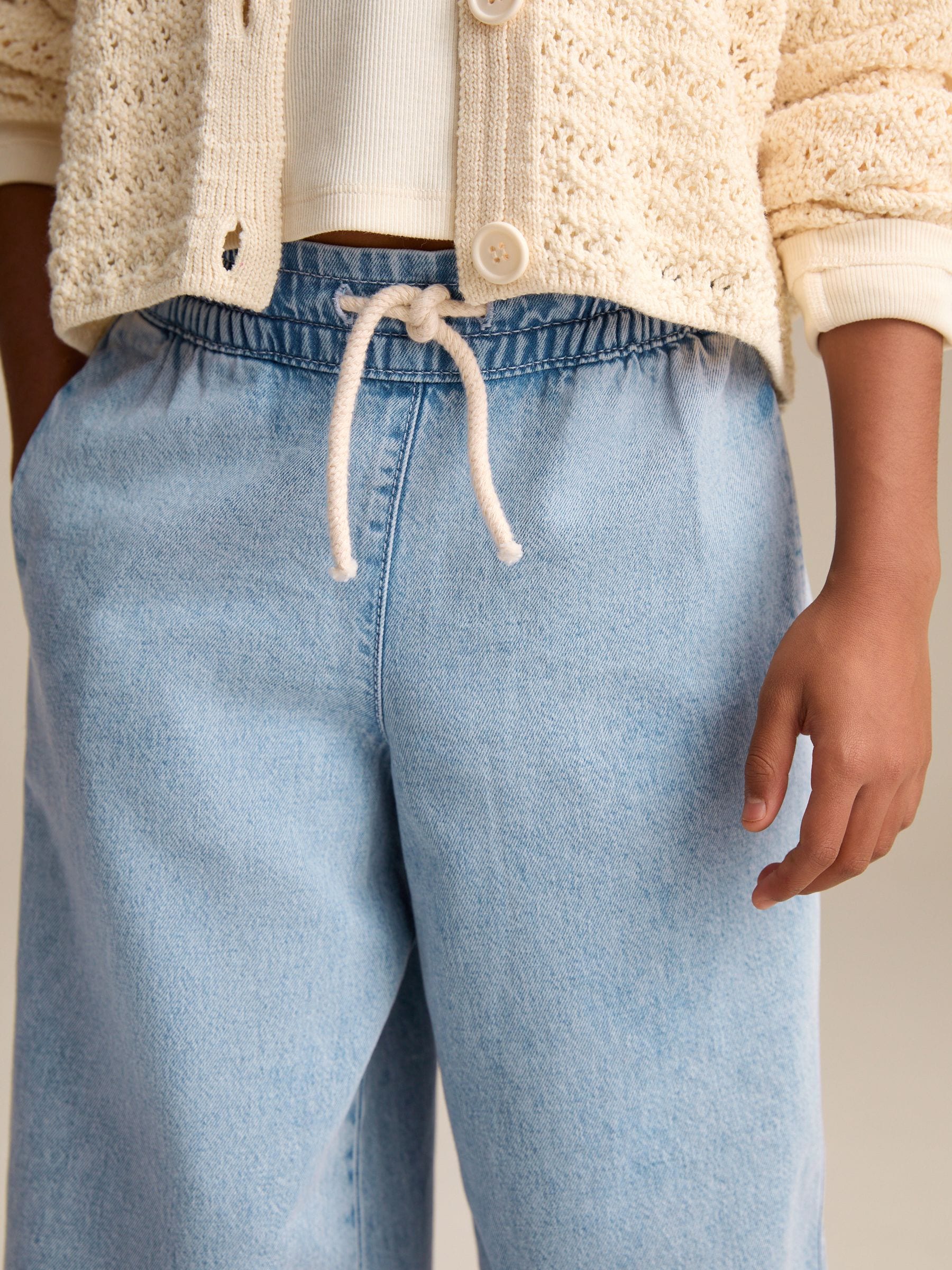 Mid Blue Denim Pull on Wide Leg Jeans (3-16yrs)