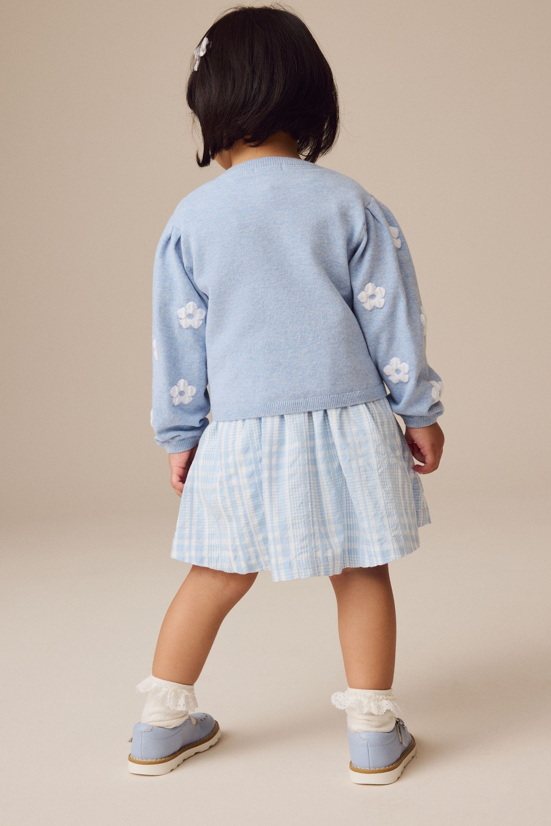 Blue Pleated Sleeve Cardigan (3mths-10yrs)