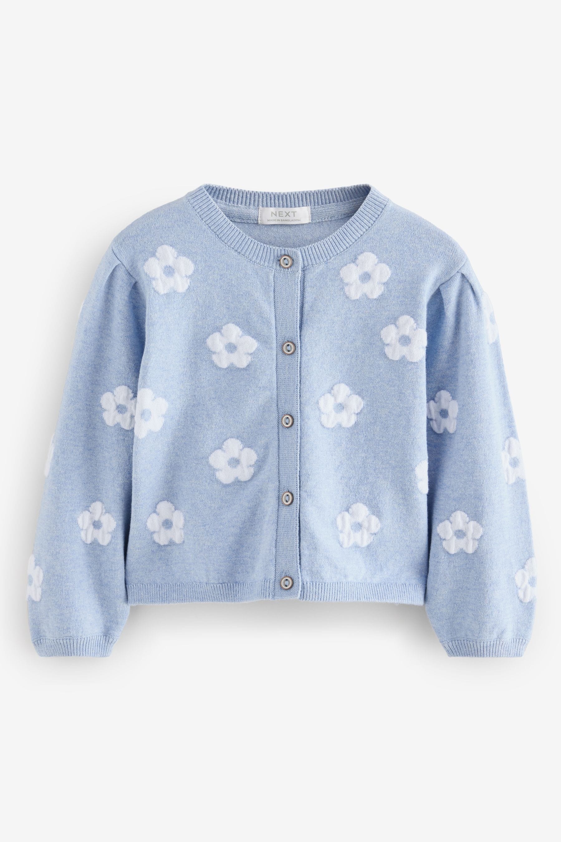 Blue Pleated Sleeve Cardigan (3mths-10yrs)