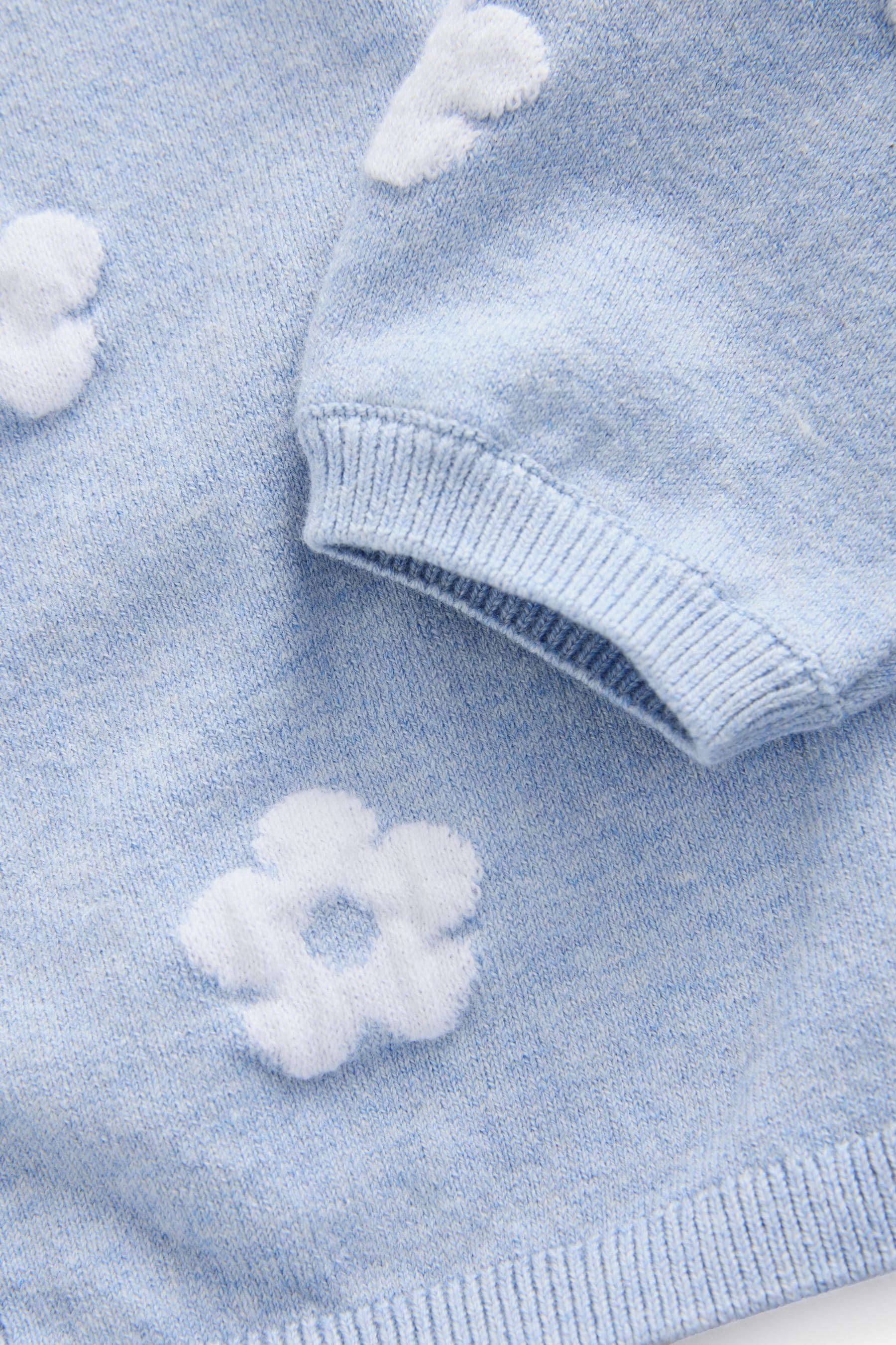 Blue Pleated Sleeve Cardigan (3mths-10yrs)