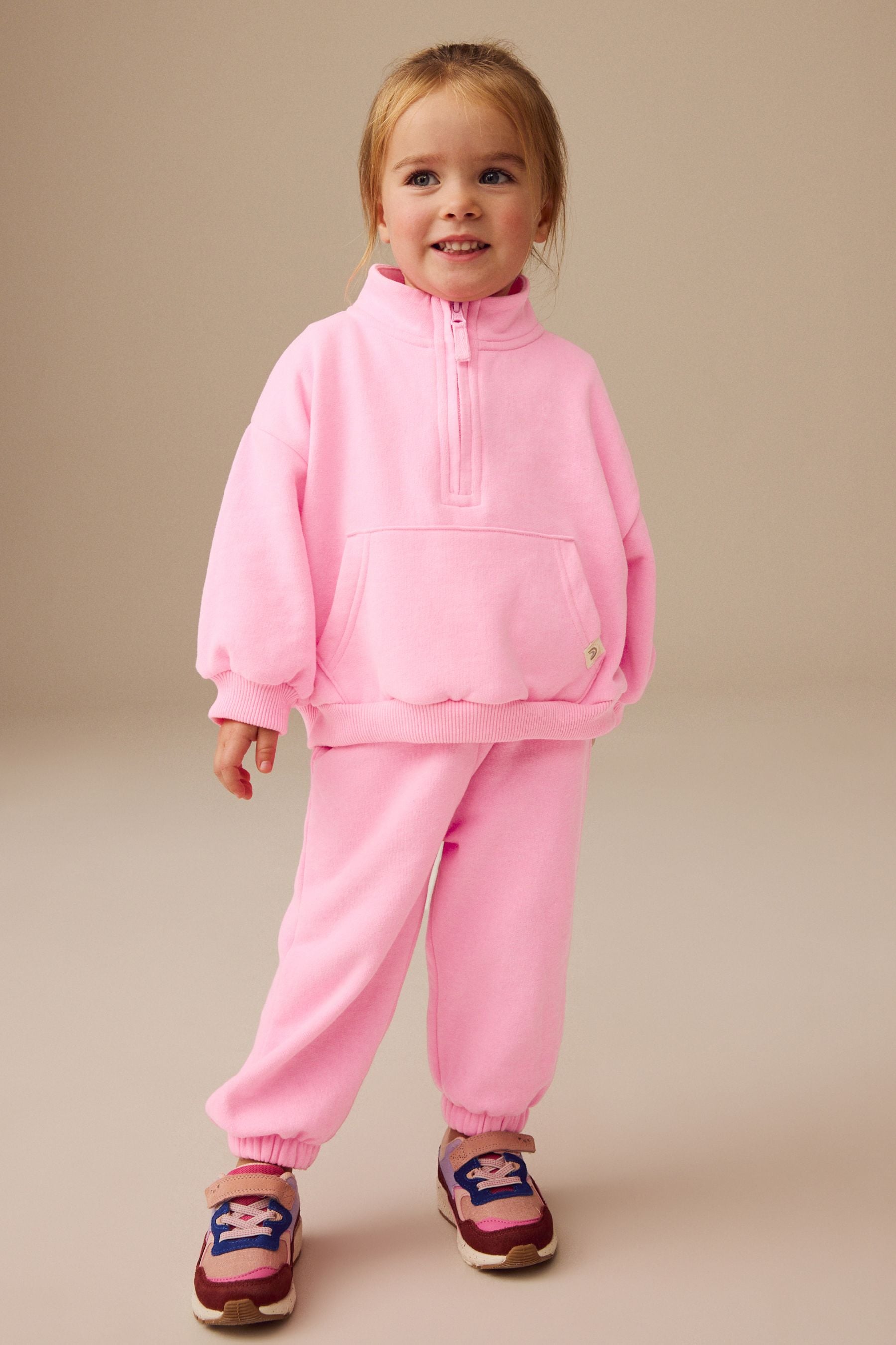 Fluro Pink Half Zip Sweatshirt (3mths-7yrs)