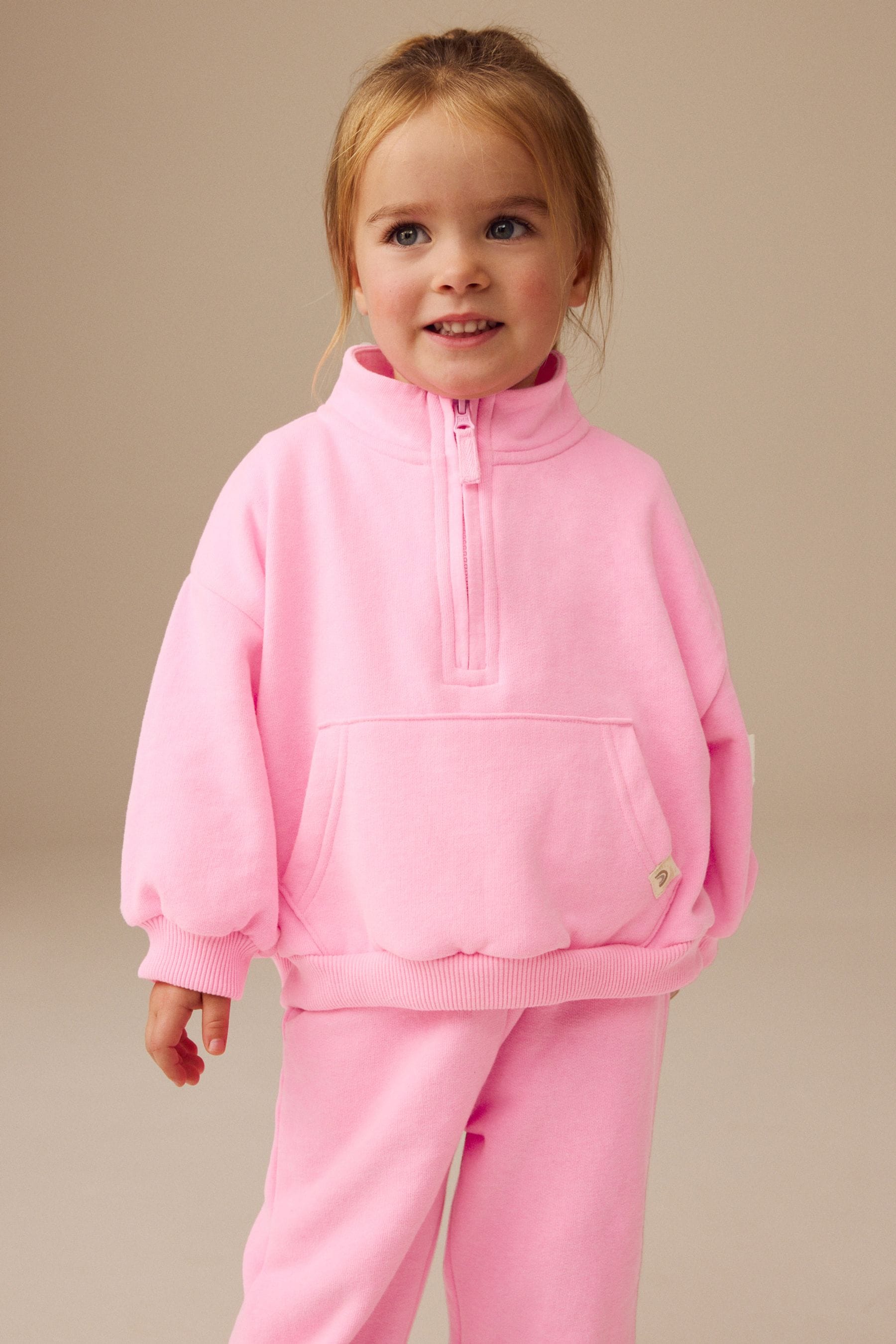 Fluro Pink Half Zip Sweatshirt (3mths-7yrs)