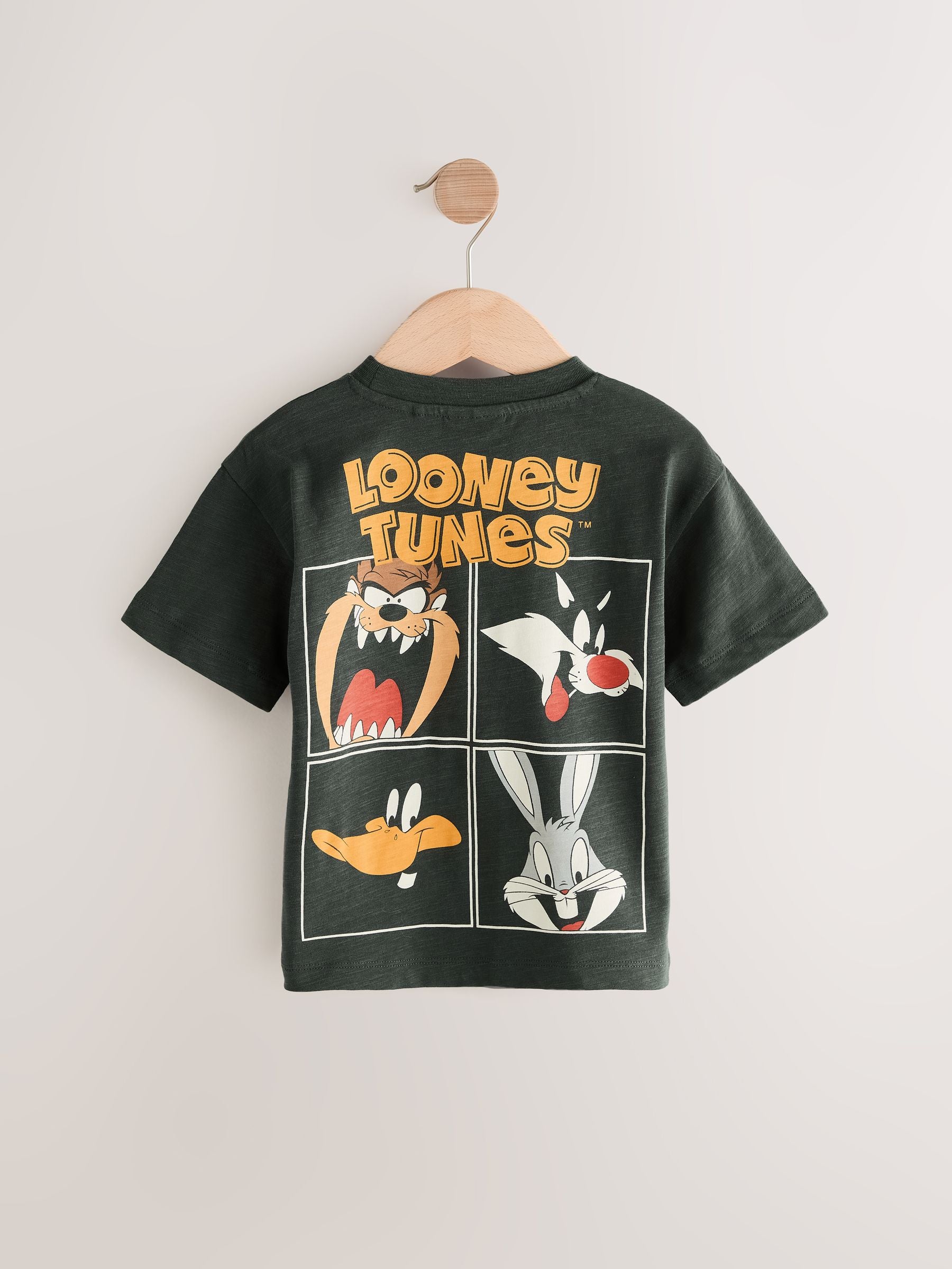 Charcoal Grey Looney Tunes Short Sleeve 100% Cotton T-Shirt (3mths-8yrs)