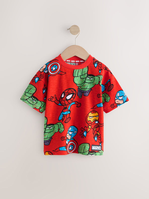 Red Marvel Short Sleeve All-Over Print 100% Cotton T-Shirt (9mths-8yrs)