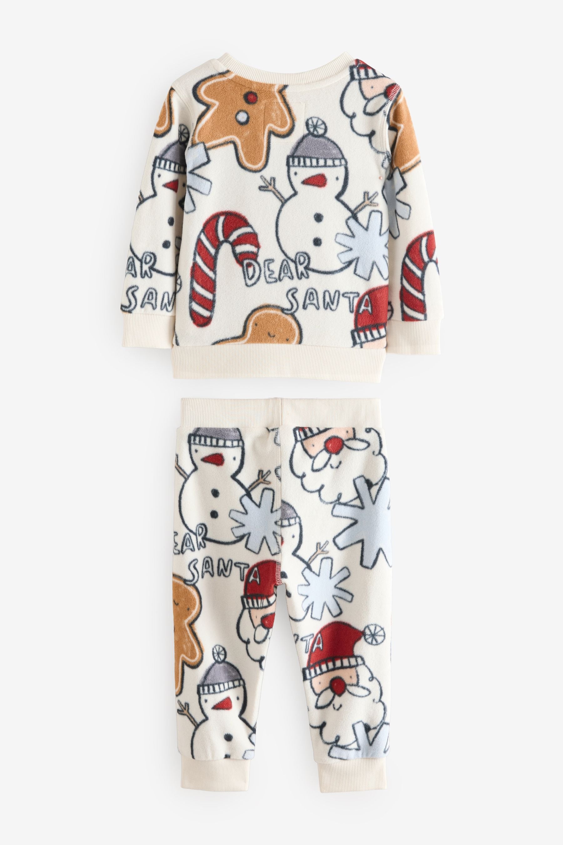 Cream/Red Christmas Character Single Soft Touch Fleece Pyjamas with Elastane (9mths-16yrs)