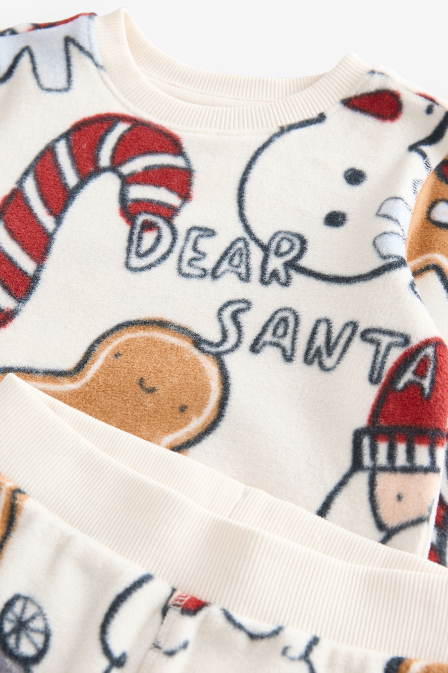 Cream/Red Christmas Character Single Soft Touch Fleece Pyjamas with Elastane (9mths-16yrs)