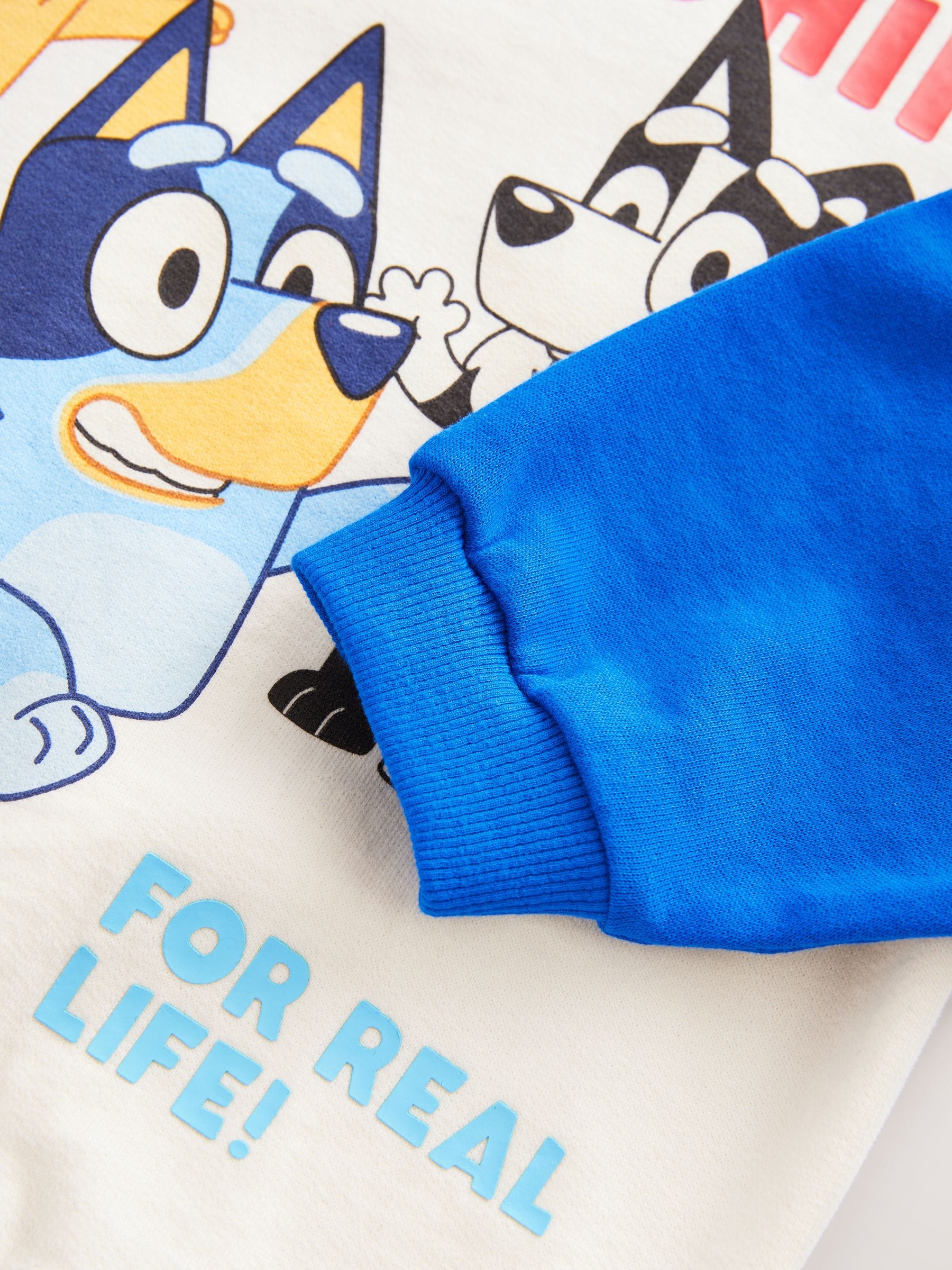 White/Blue Bluey Crew Neck 100% Cotton Sweatshirt (12mths-8yrs) (12mths-8yrs)