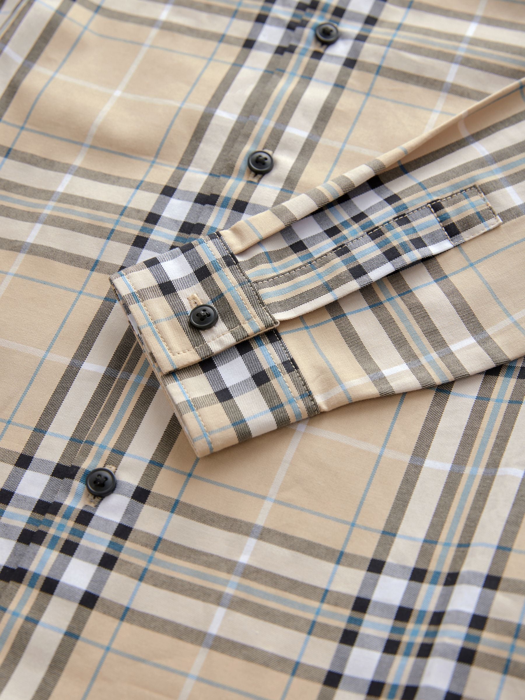 Neutral Check Long Sleeve 100% Cotton Shirt (3-16yrs)