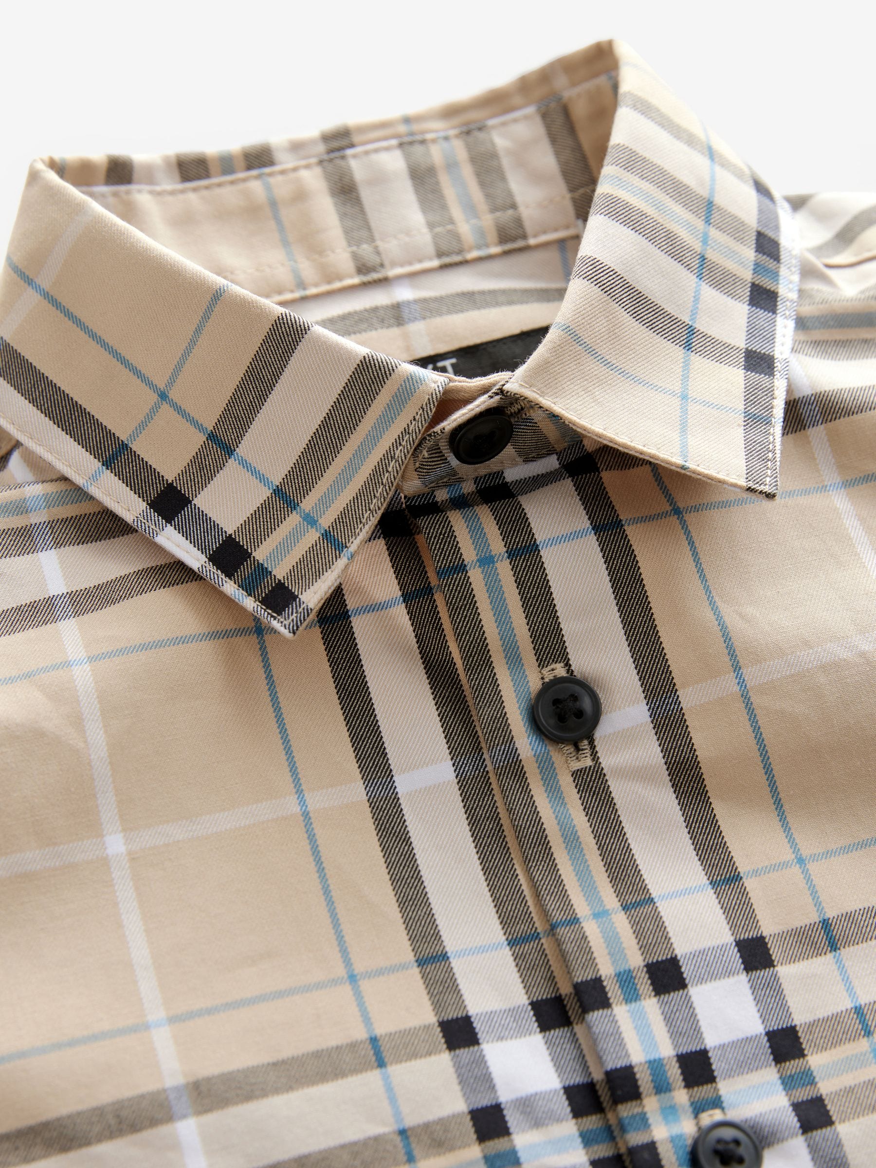 Neutral Check Long Sleeve 100% Cotton Shirt (3-16yrs)