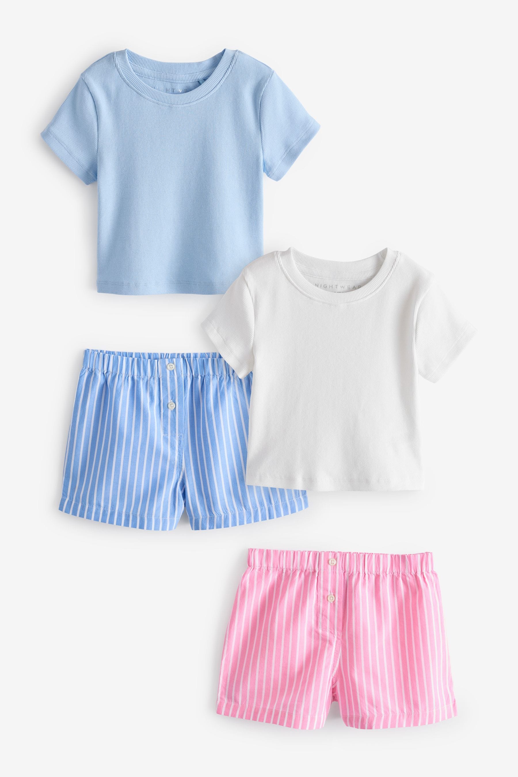 Blue/Ecru Woven Check Pyjamas 2 Pack (3-16yrs)