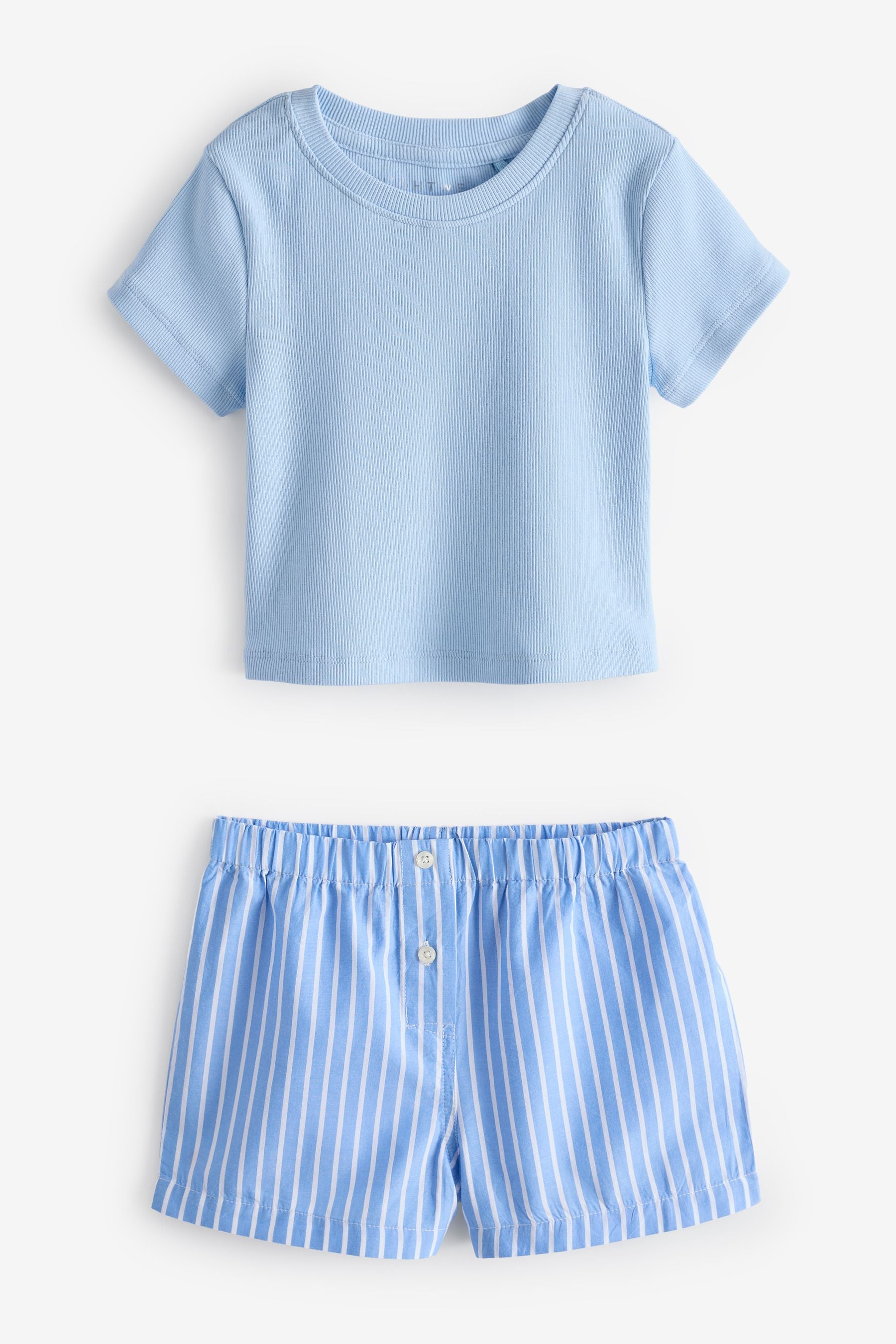 Blue/Ecru Woven Check Pyjamas 2 Pack (3-16yrs)