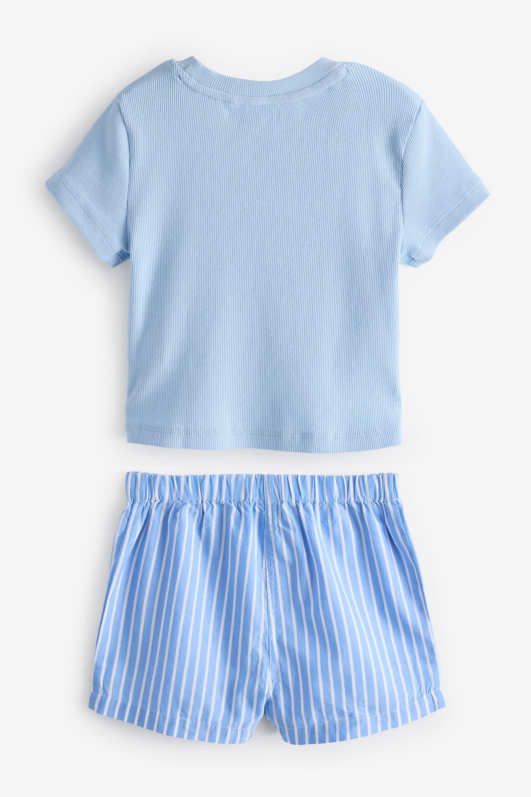 Blue/Ecru 2 Pack Woven Check Pyjamas (3-16yrs)