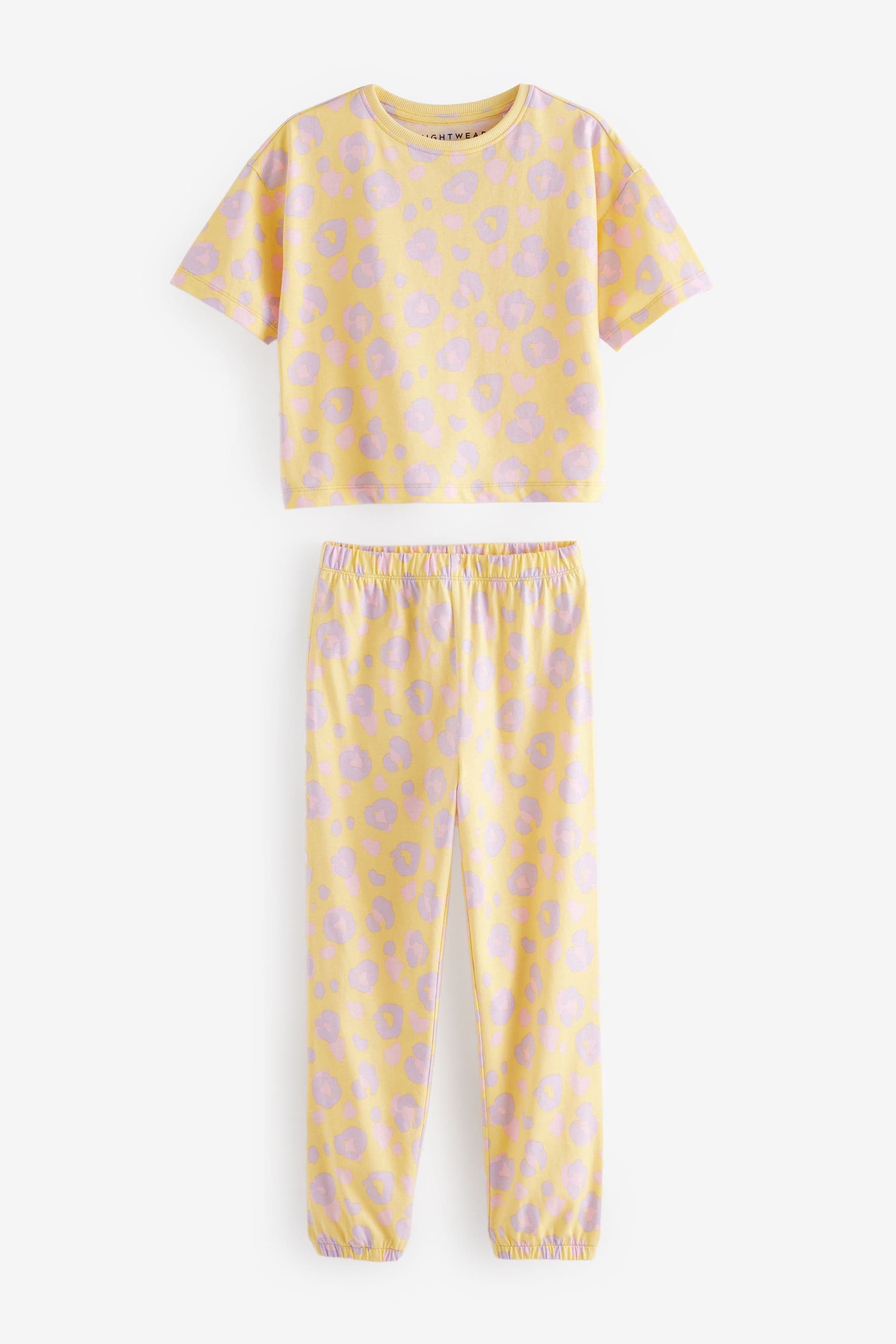 Yellow/Blue Animal Print Joggers Pyjamas 3 Pack (3-16yrs)