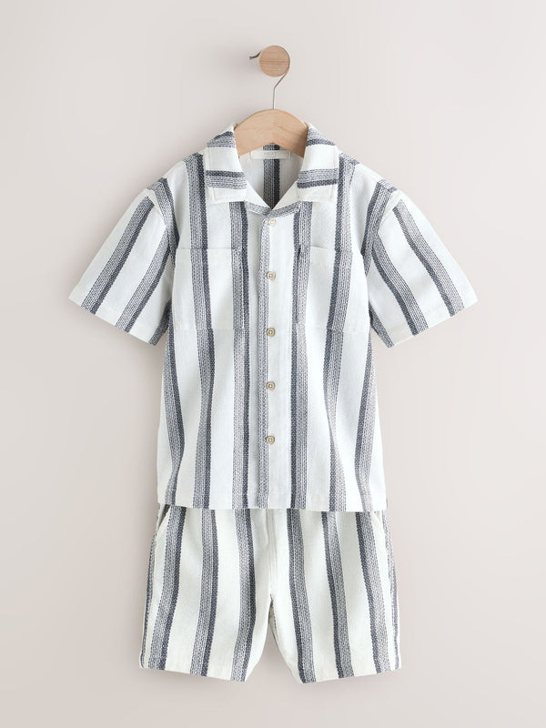 Ecru Stripe Short Sleeve Stripe Shirt and Short Set (3-16yrs)