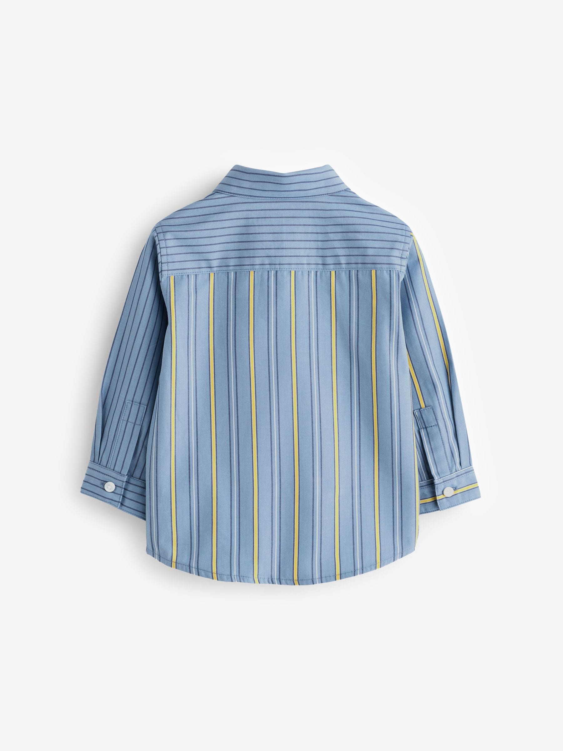 Blue 100% Cotton Long Sleeve Splice Shirt (3mths-7yrs)