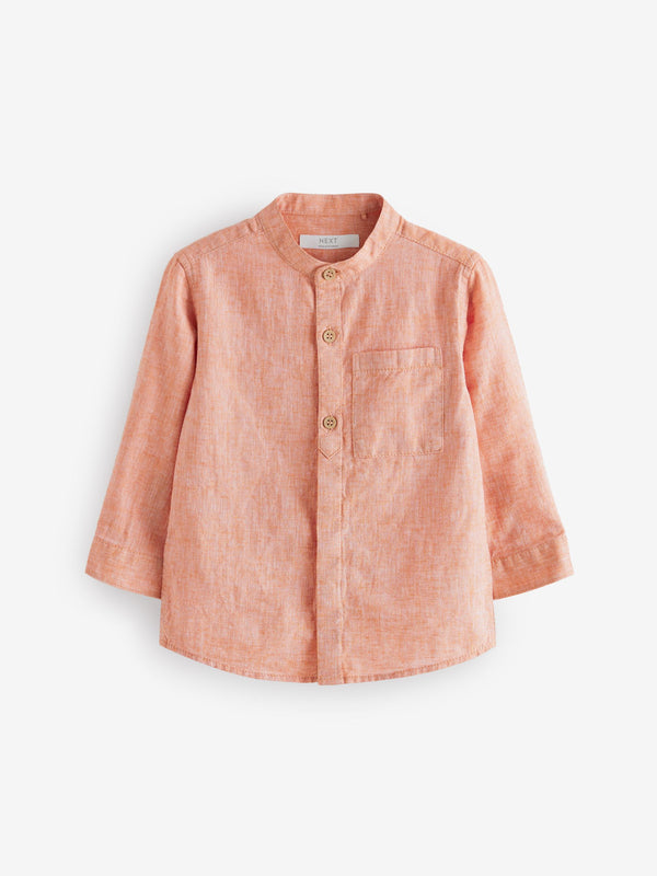 Orange Grandad Collar Linen Mix Shirt (3mths-7yrs)