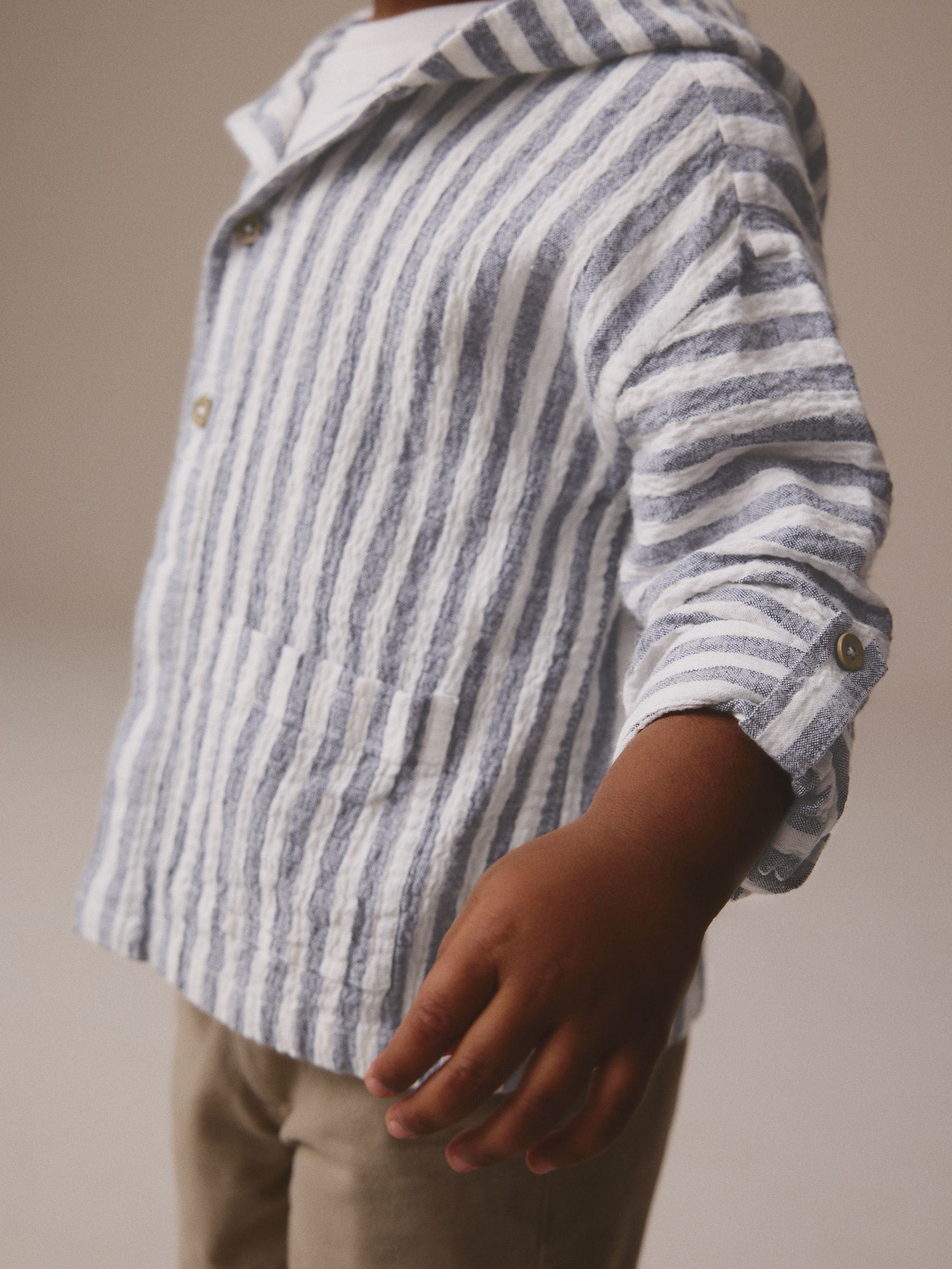 Blue/White Long Sleeve Stripe Hooded Shirt (3mths-7yrs)