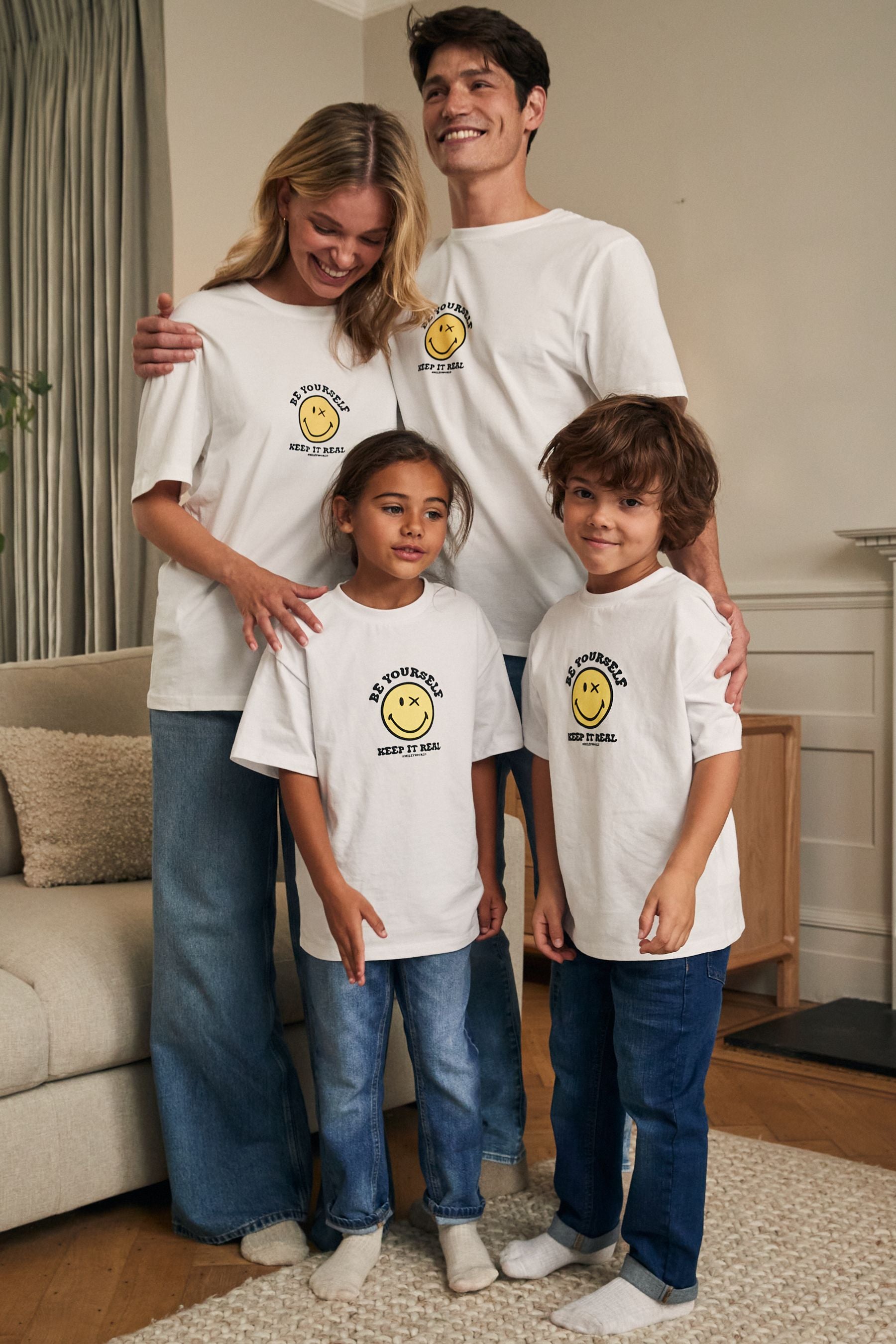 White Oversized Smiley World x Place2Be Charity 100% Cotton T-Shirt (3-16yrs)