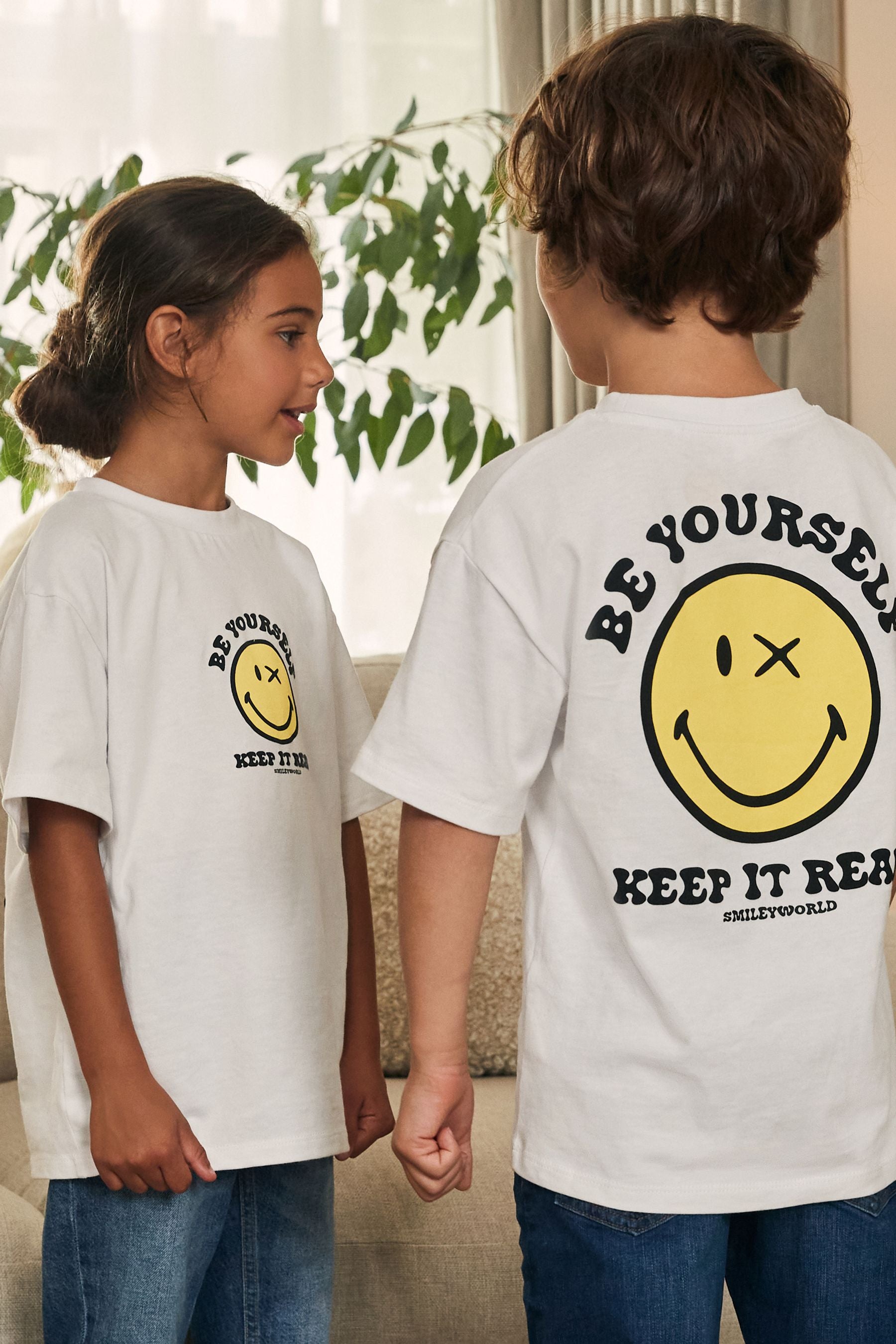 White Oversized Smiley World x Place2Be Charity 100% Cotton T-Shirt (3-16yrs)