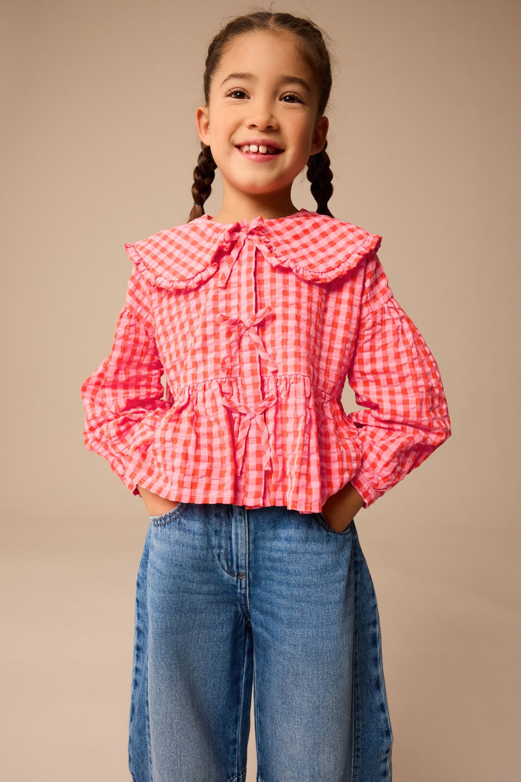 Red Gingham Check 100% Cotton Blouse (3-16yrs)