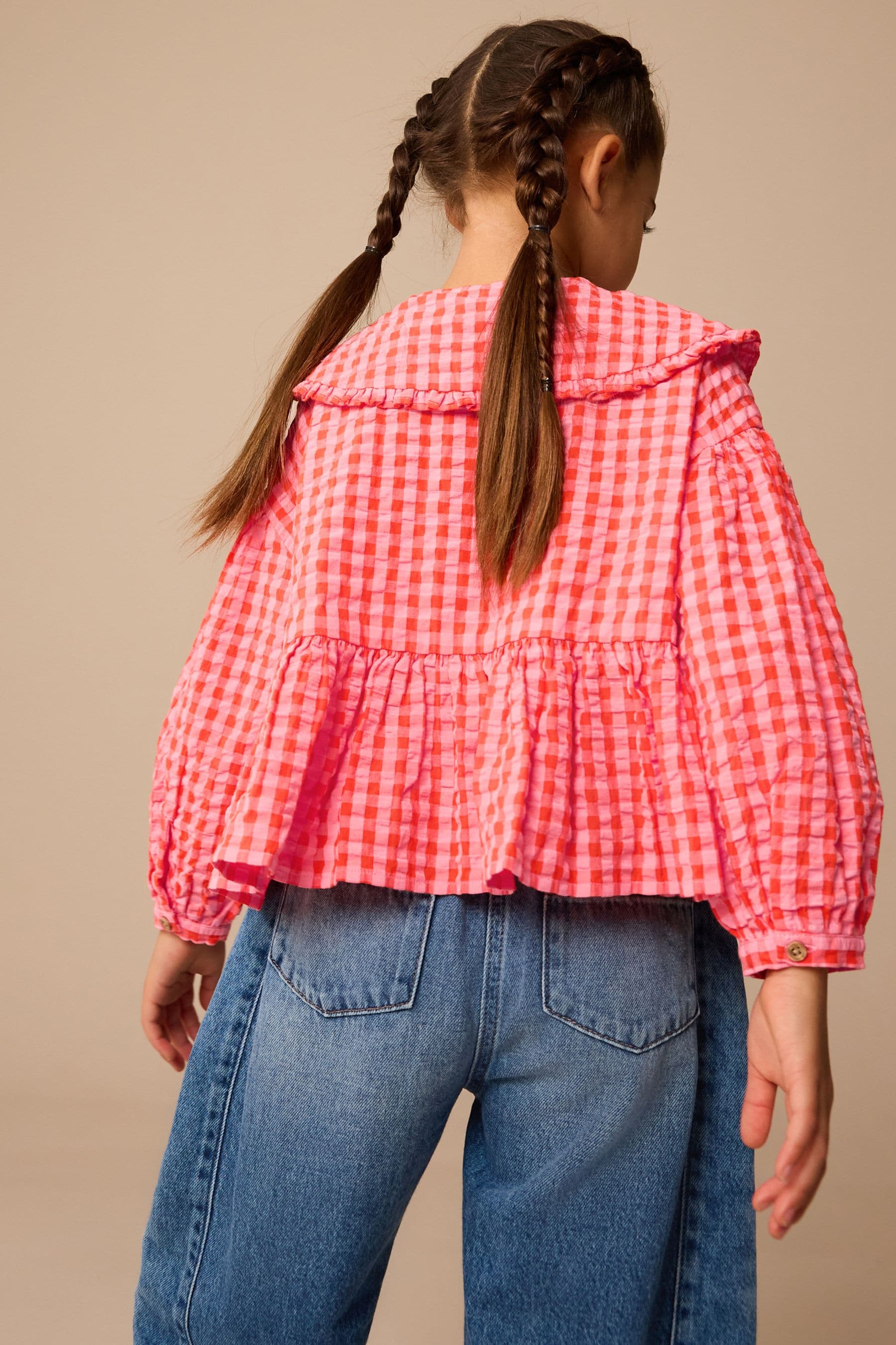 Red Gingham Check 100% Cotton Blouse (3-16yrs)