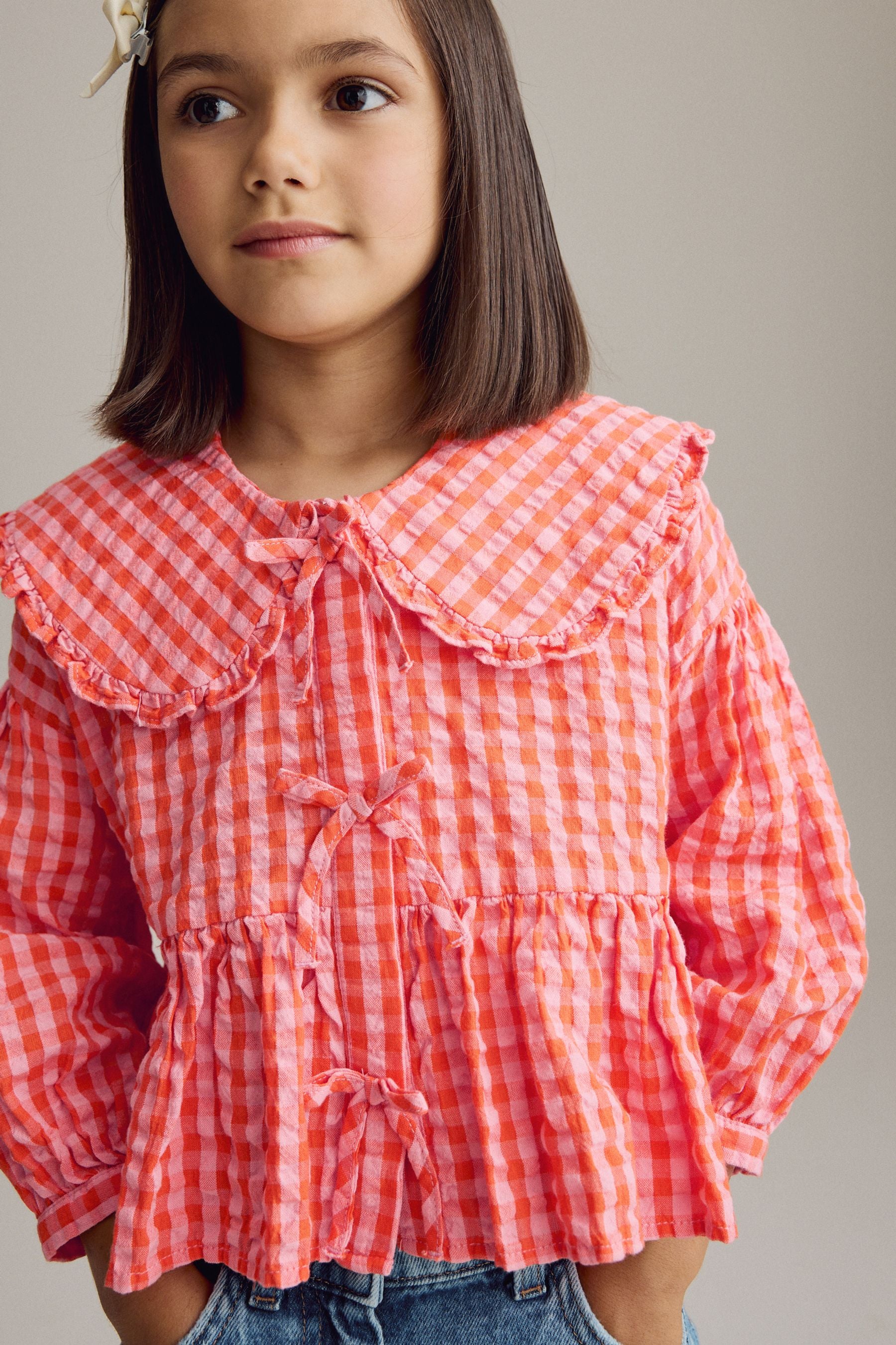 Red Gingham Check 100% Cotton Blouse (3-16yrs)