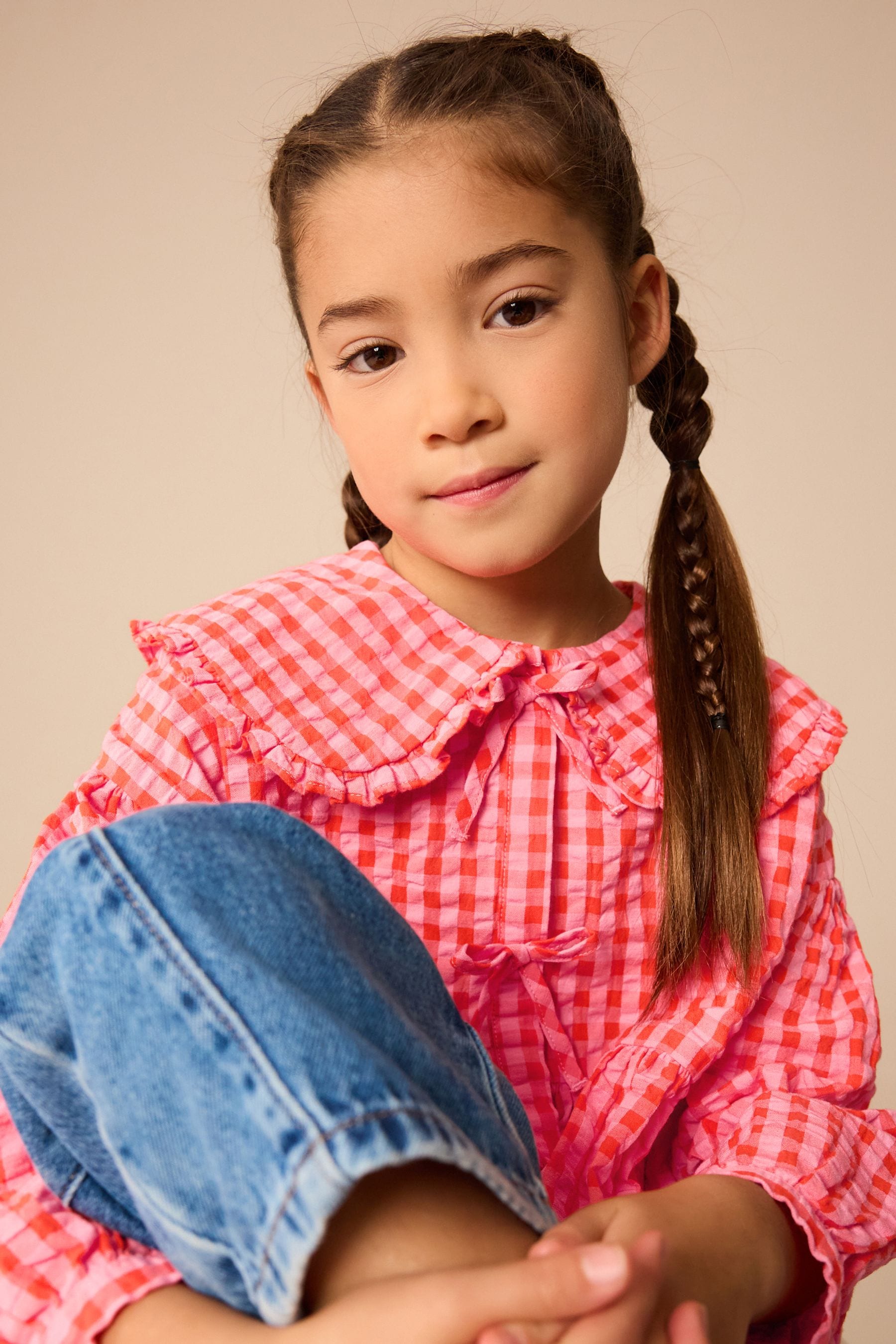 Red Gingham Check 100% Cotton Blouse (3-16yrs)