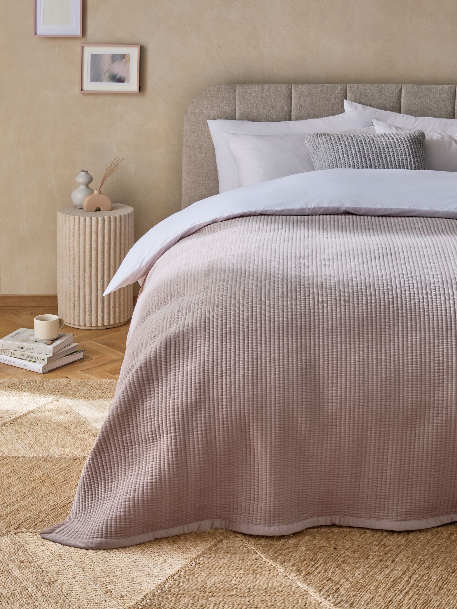 Pink 100% Cotton Carrie Velvet Bedspread