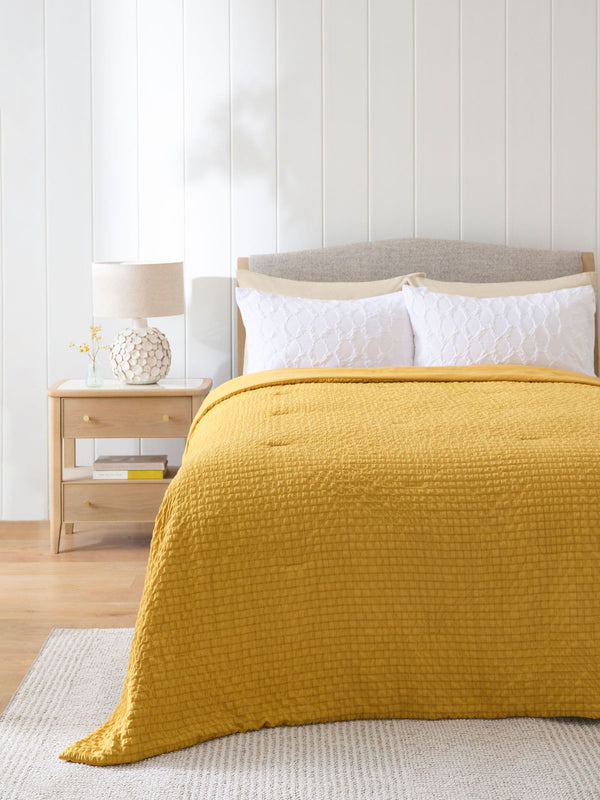 Yellow Crinkle Textured Bedspread