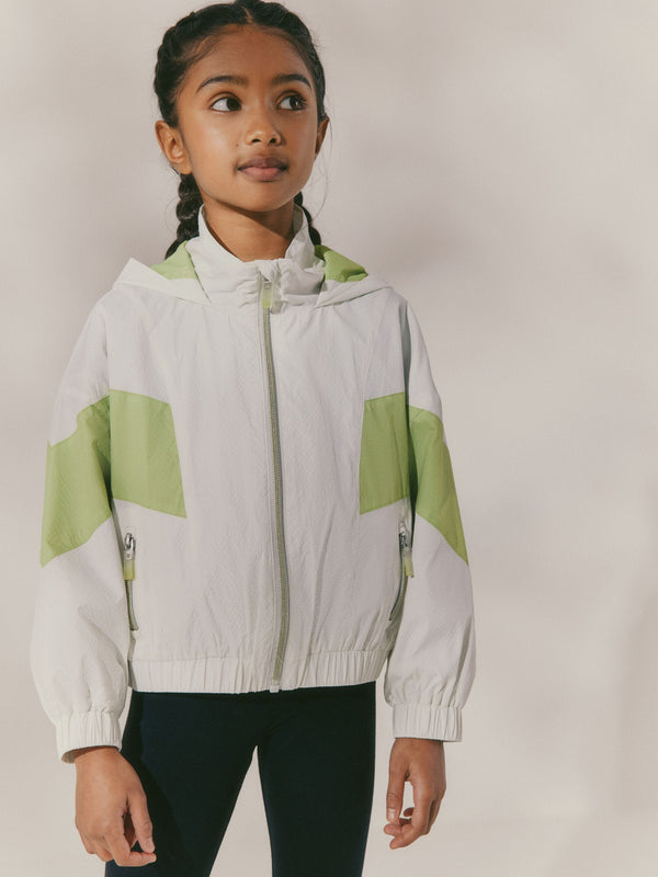 Yellow/White Shower Resistant Crop Colourblock Cagoule Jacket (3-16yrs)