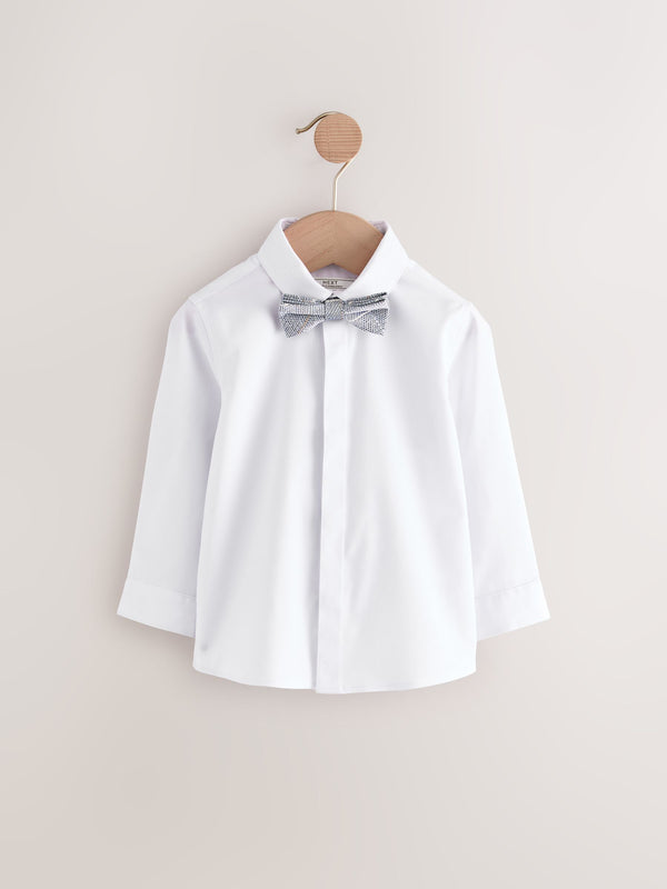 White Long Sleeve Shirt and Bowtie Set (3mths-7yrs)