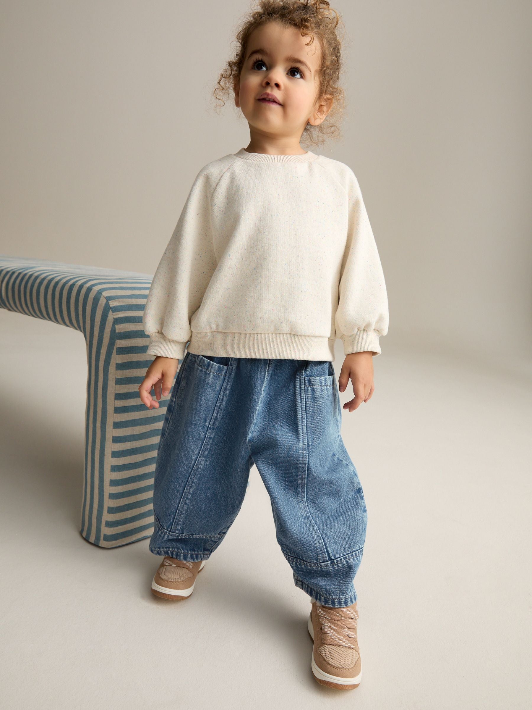 Mid Blue Denim Barrel 100% Cotton Jeans (3mths-7yrs)